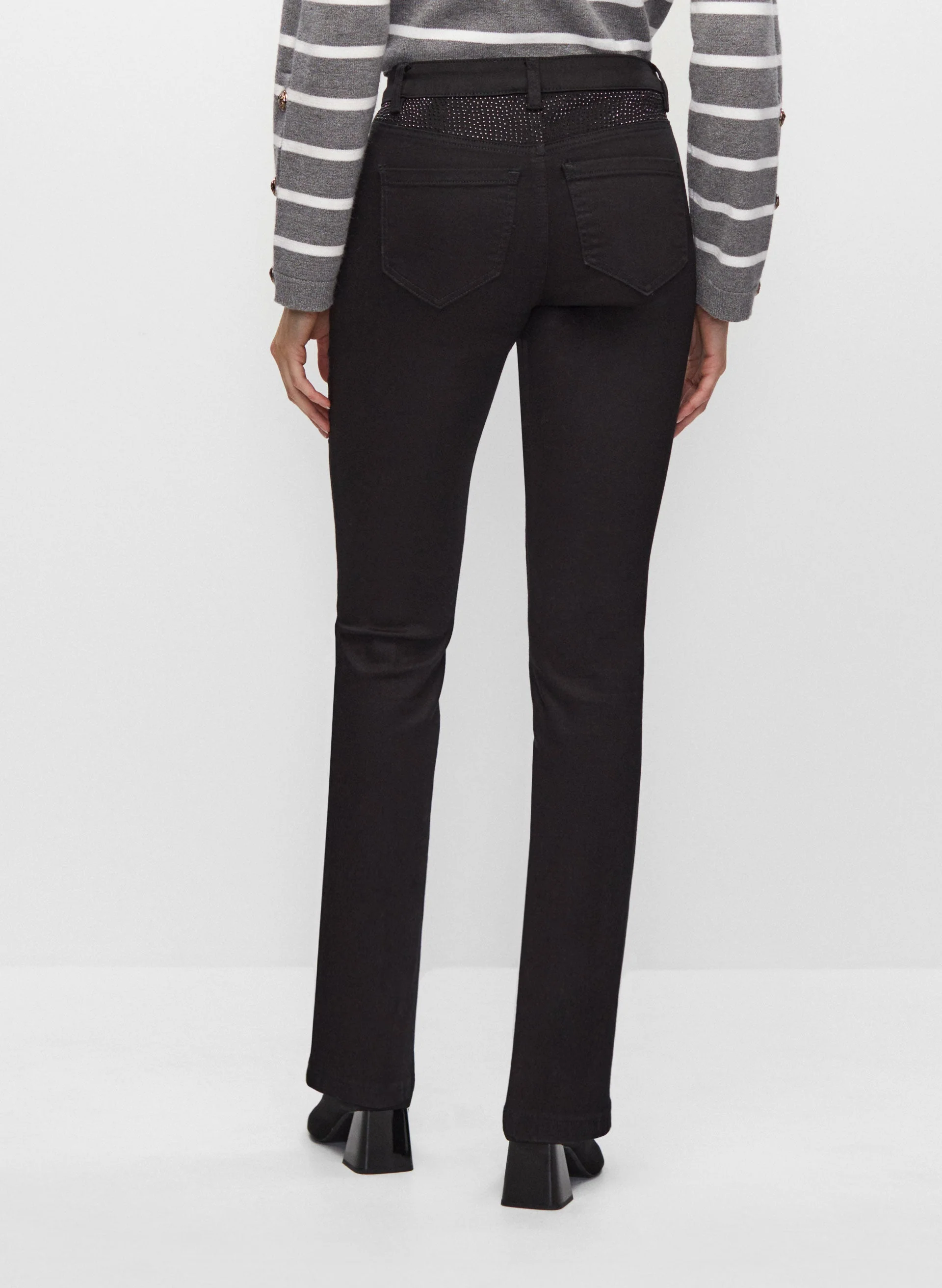 Rhinestone Detail Straight Leg Jeans