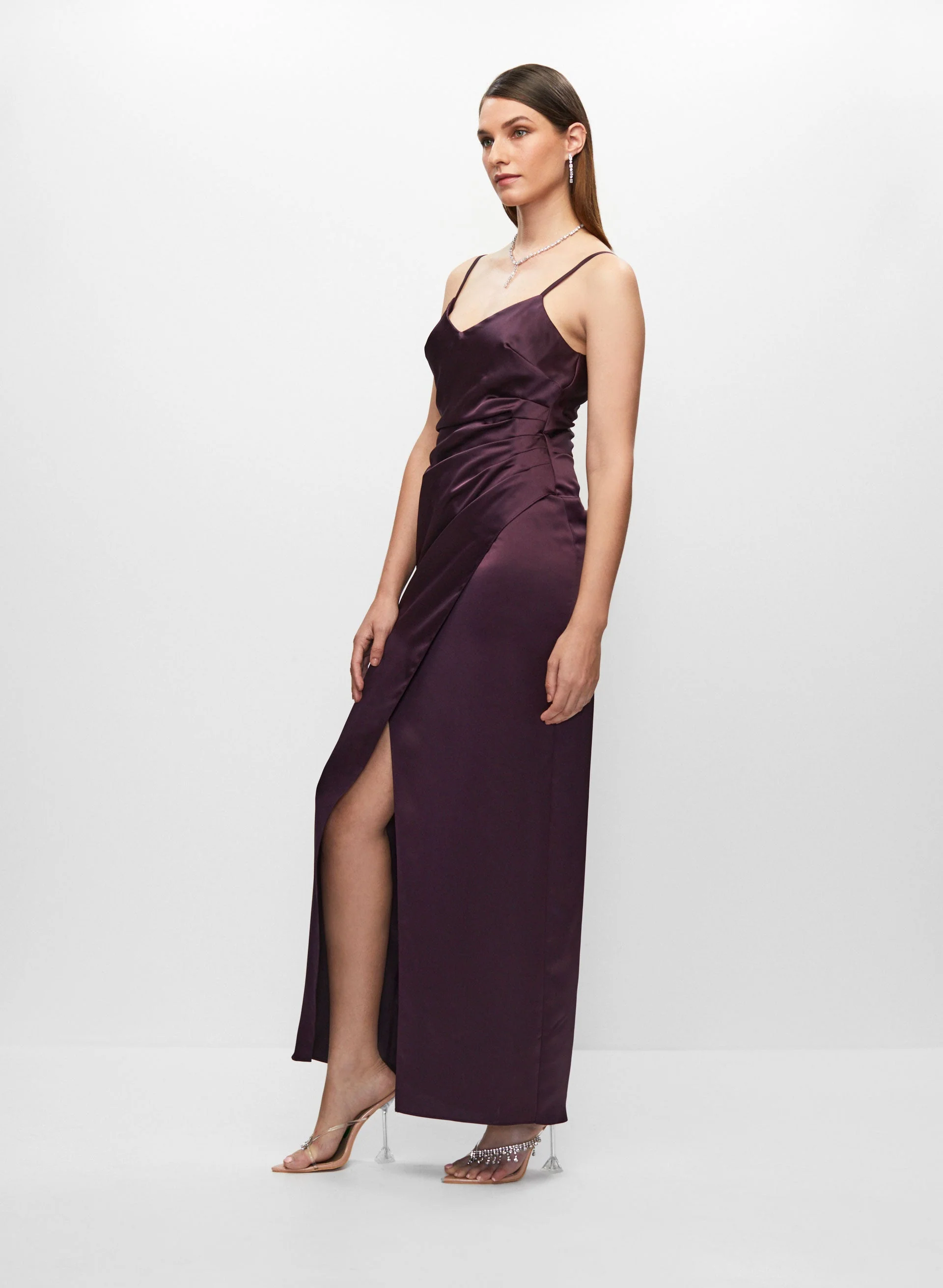 BA Nites - Ruching Detail Satin Dress