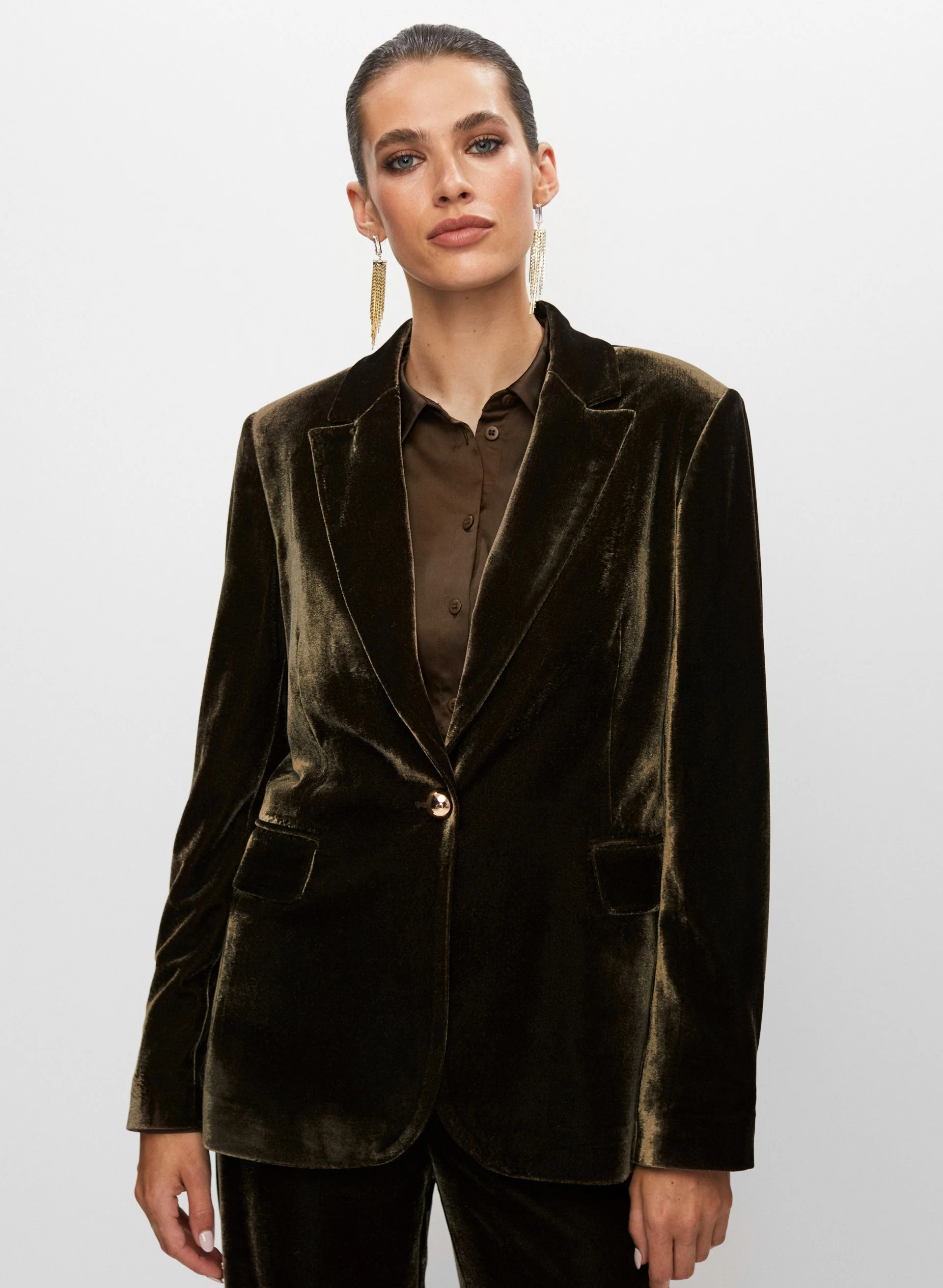 Velvet Single-Button Jacket