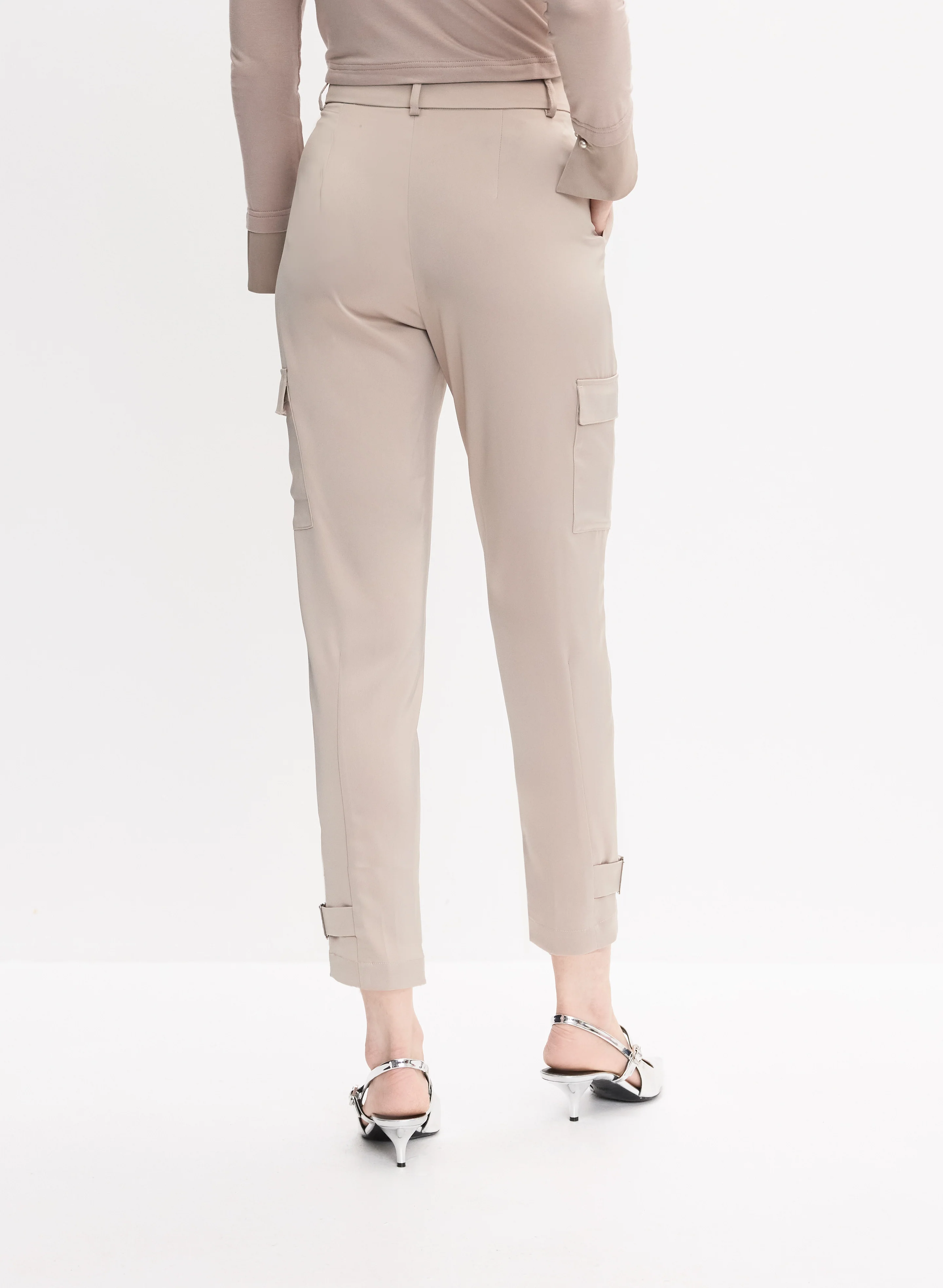 Satin Buckle Detail Cargo Pants