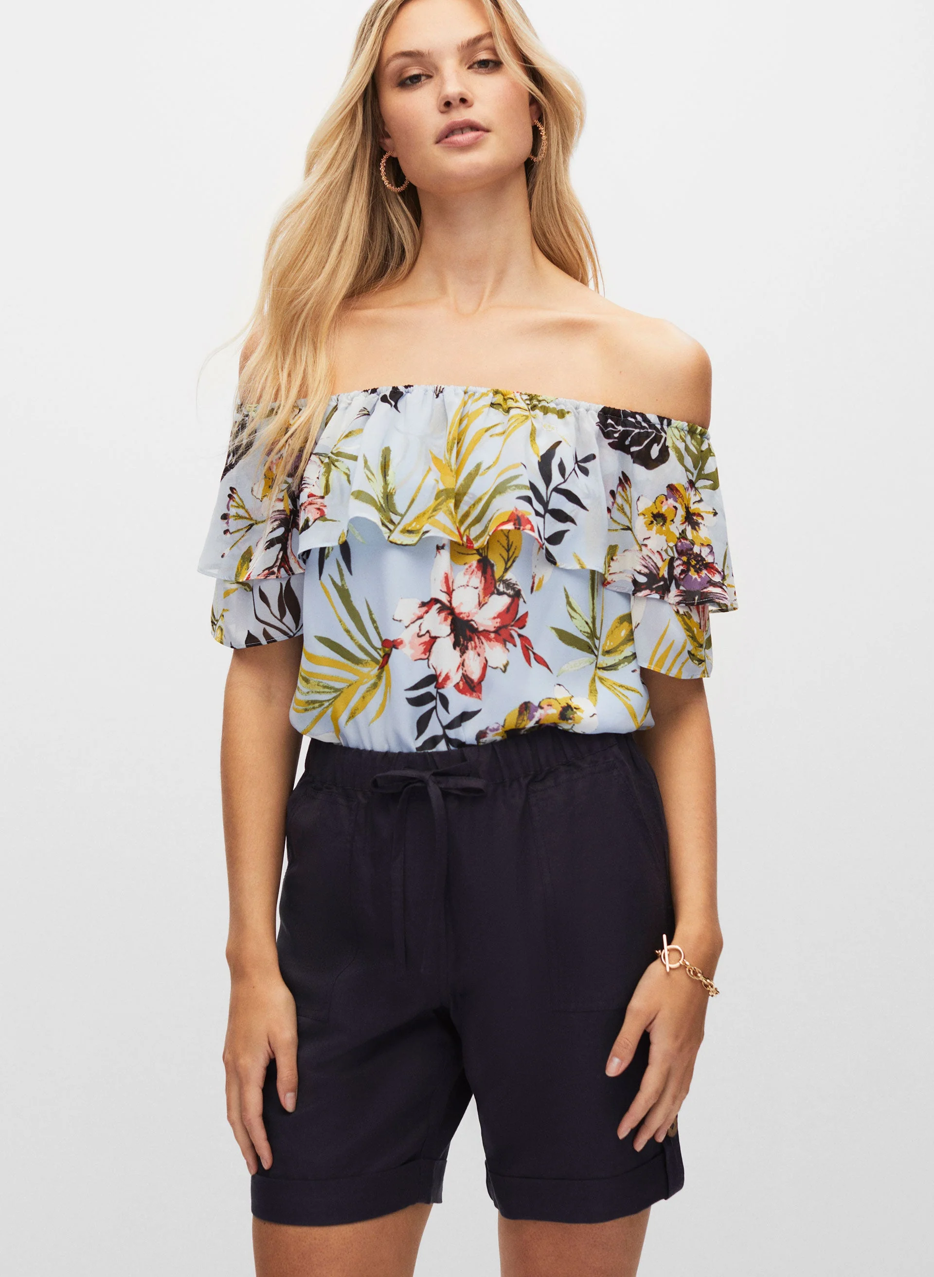 Off The Shoulder Chiffon Top