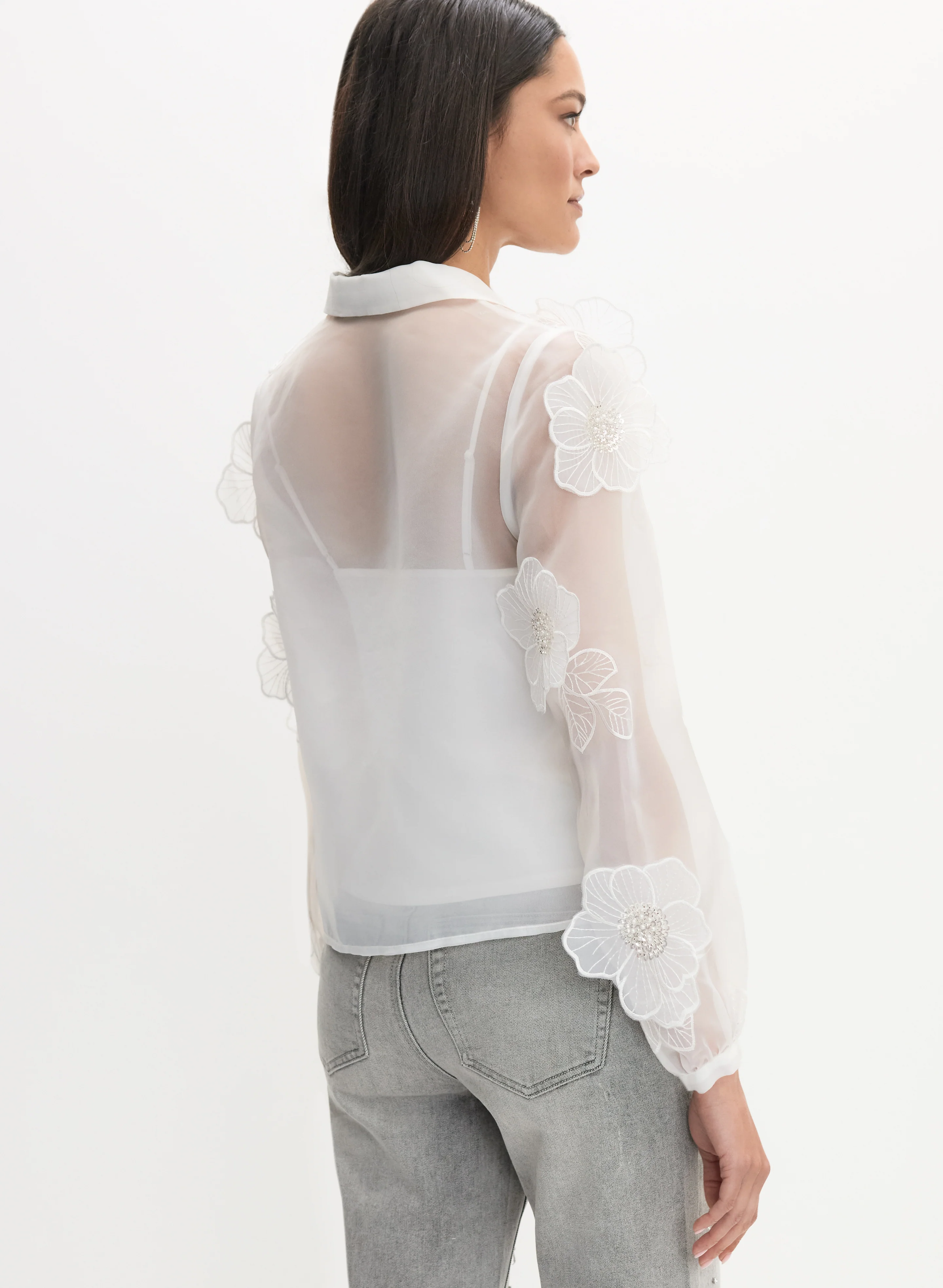 Floral Appliqué Blouse