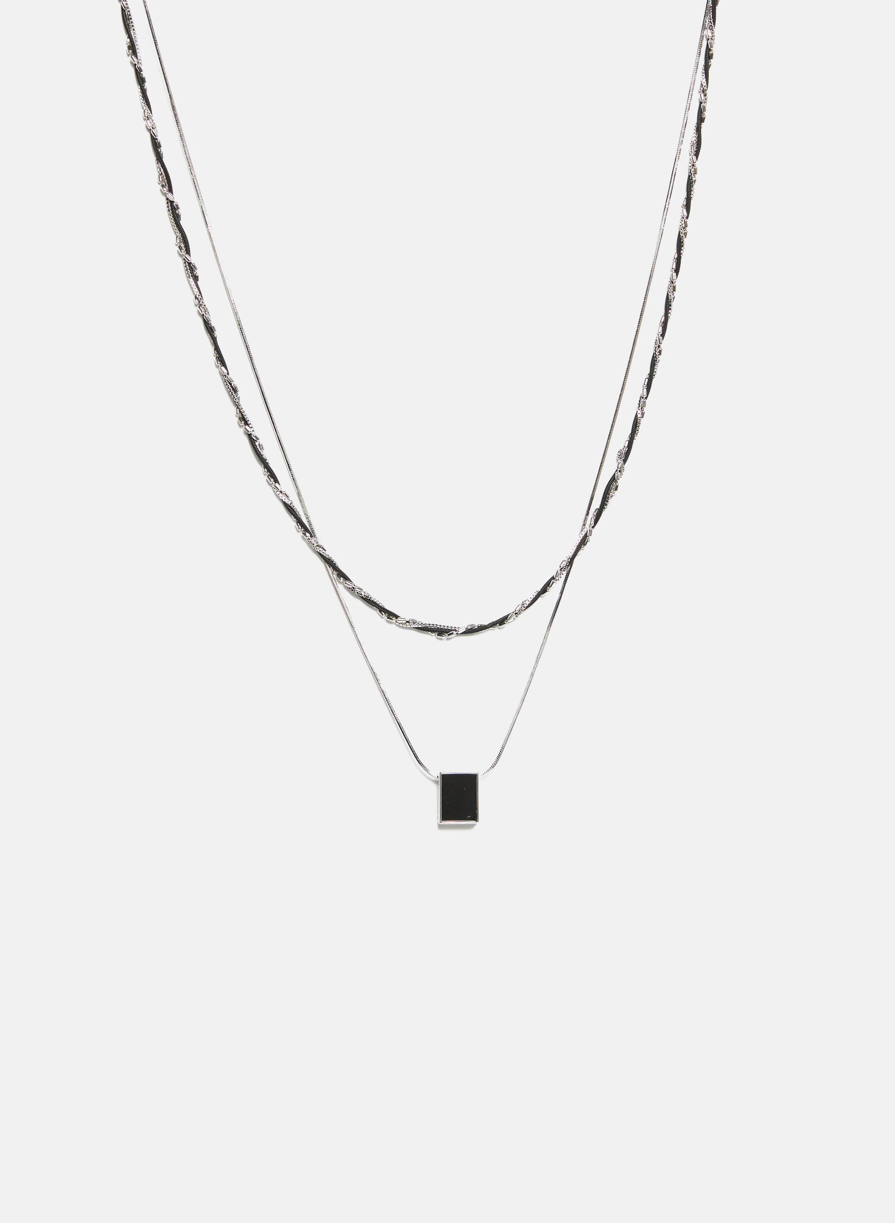 Double Row Chain & Pendant Necklace