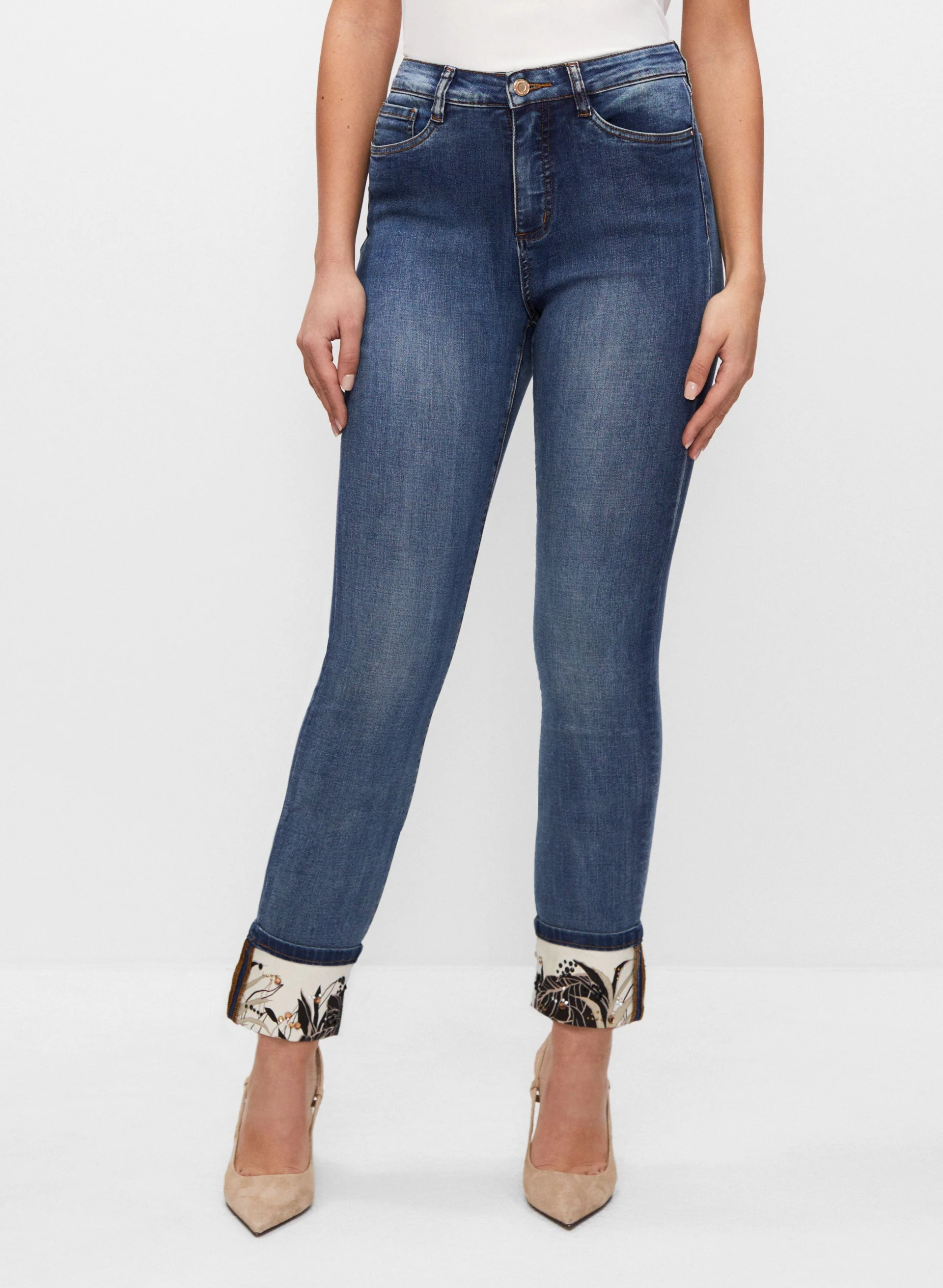 Joseph Ribkoff - Floral Cuff Jeans