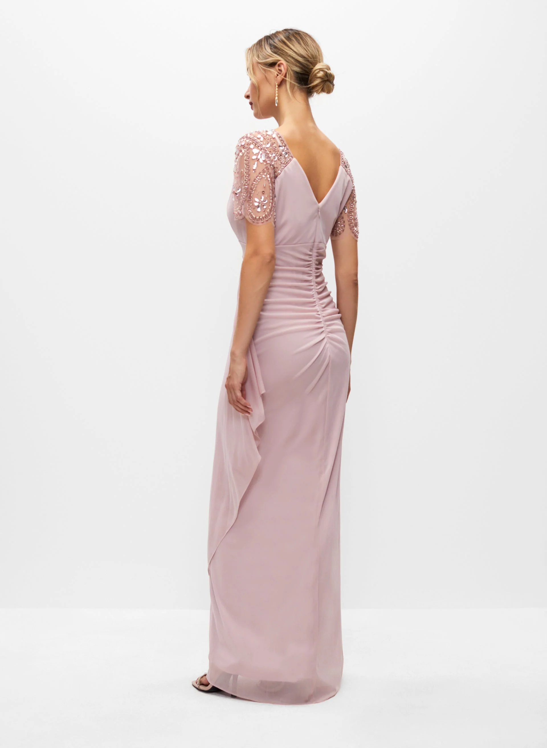 BA Nites - Beaded Sheer Sleeve Gown