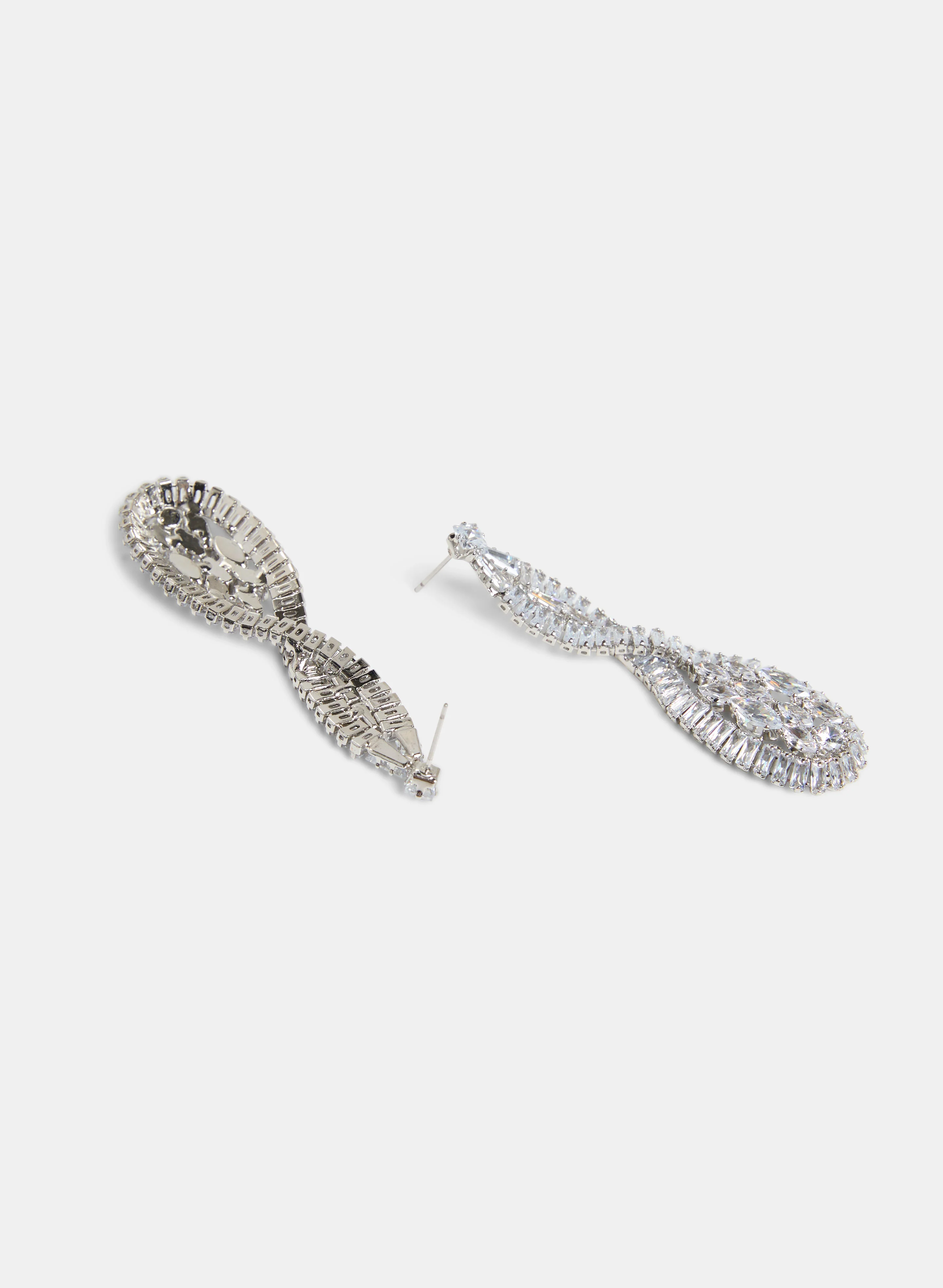 Twisted Cubic Zirconia Chandelier Earrings