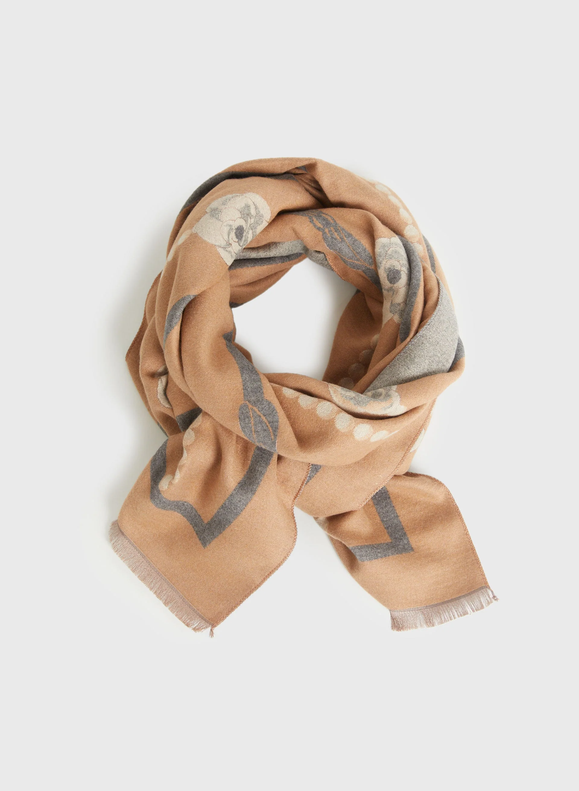 Pearl Bow & Rose Motif Scarf