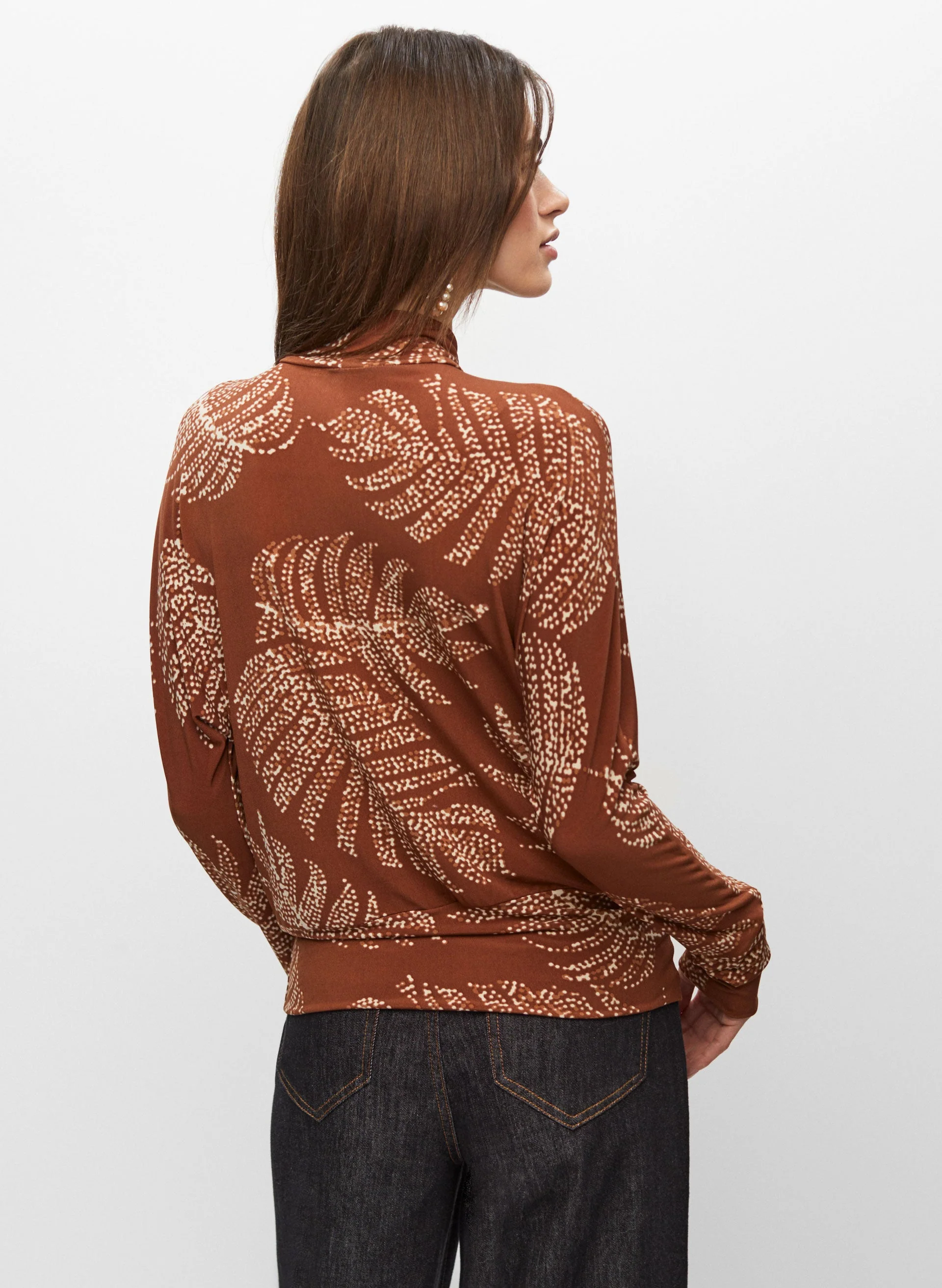Leaf Print Keyhole Top