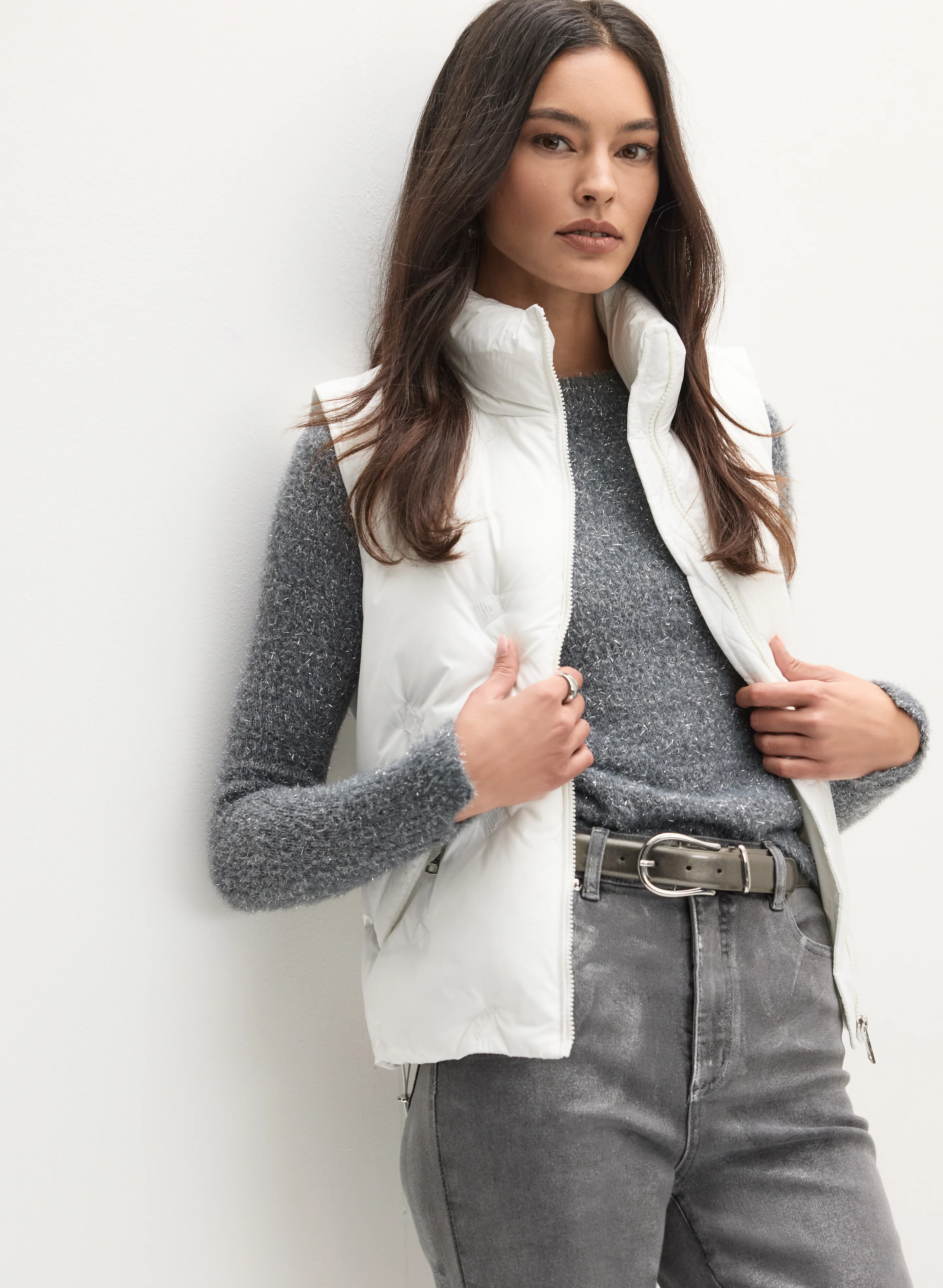 Sequin Detail Puffer Vest