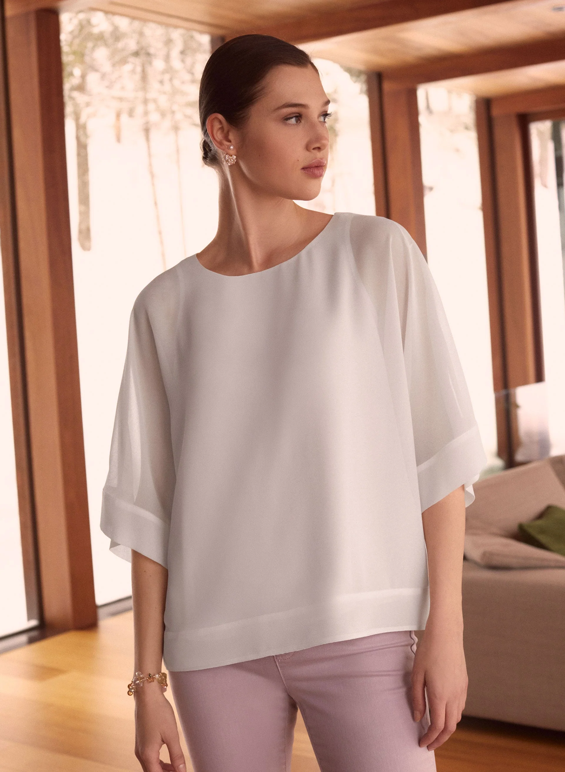 Essential Kimono Sleeve Chiffon Blouse