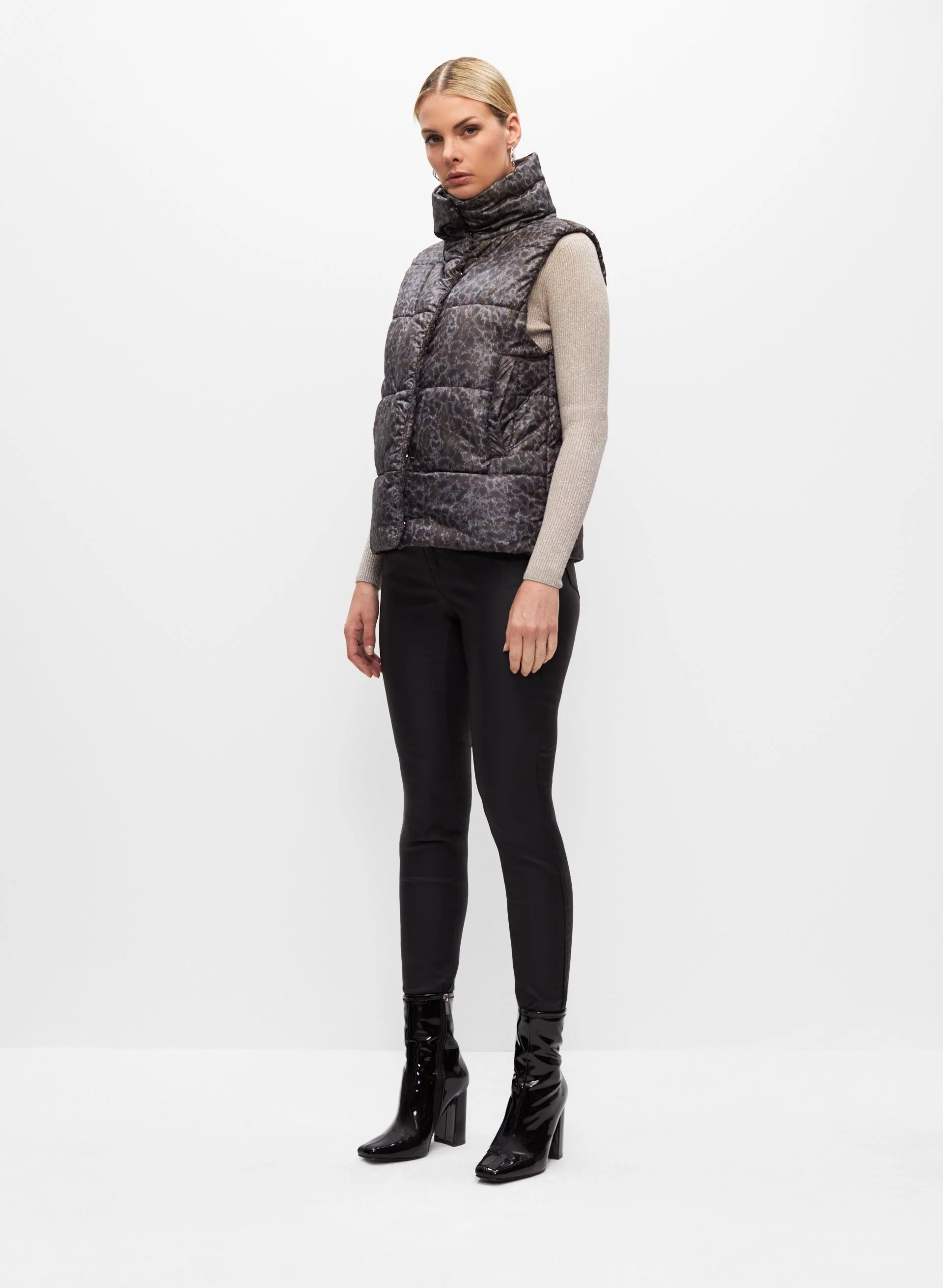 Animal Print Vegan Down Vest