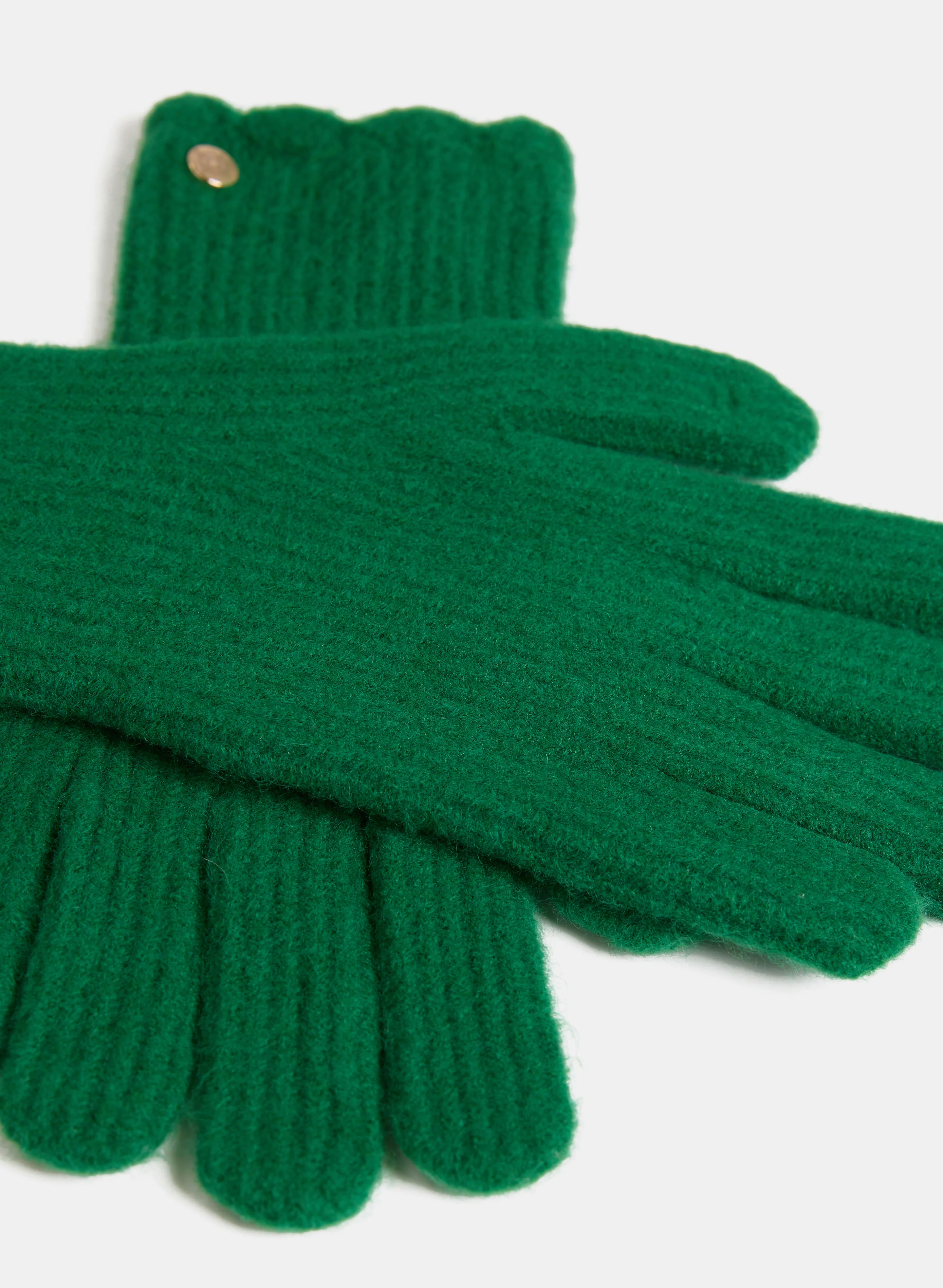 Scalloped Trim Wool-Blend Gloves