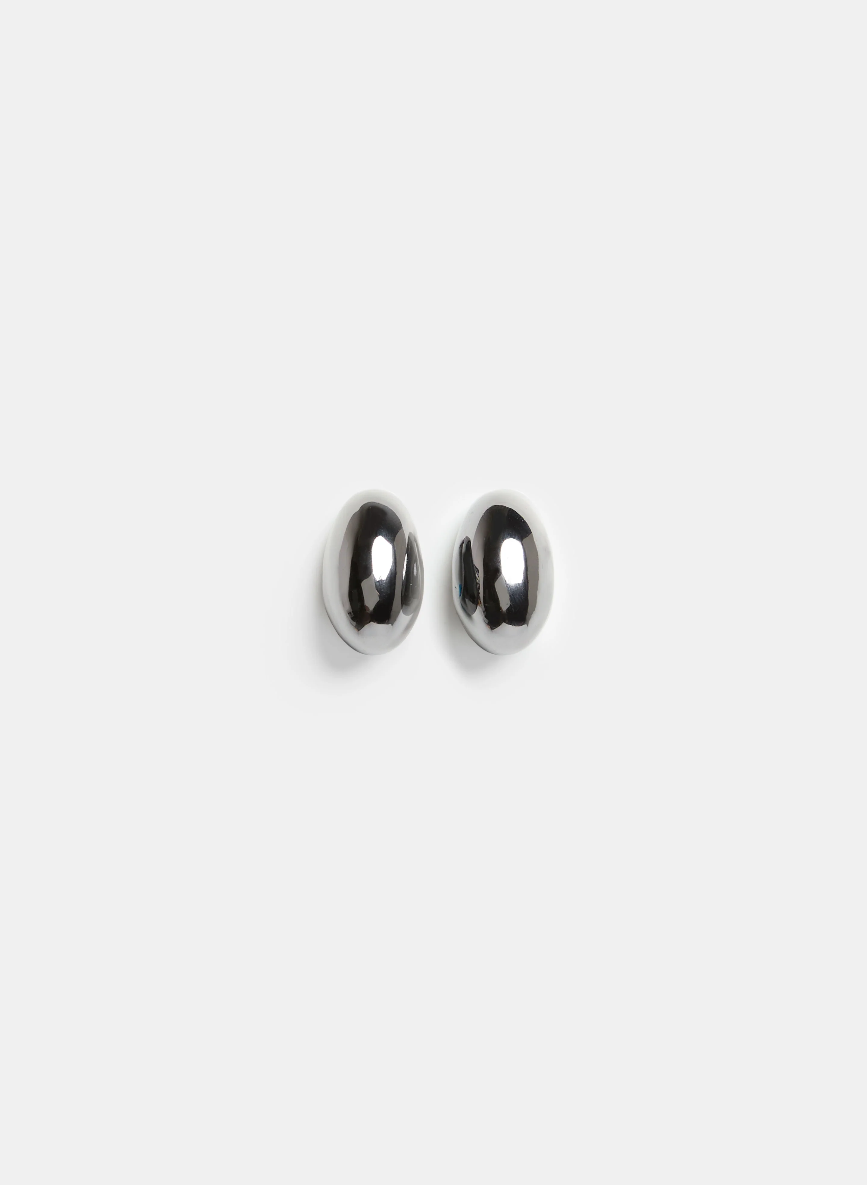 Shiny Oval Button Earrings