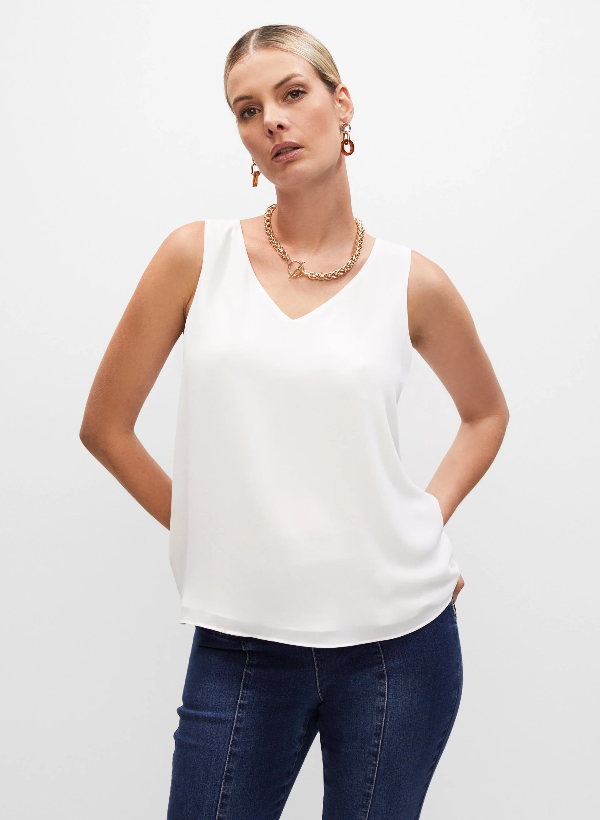 Sleeveless V-Neck Blouse