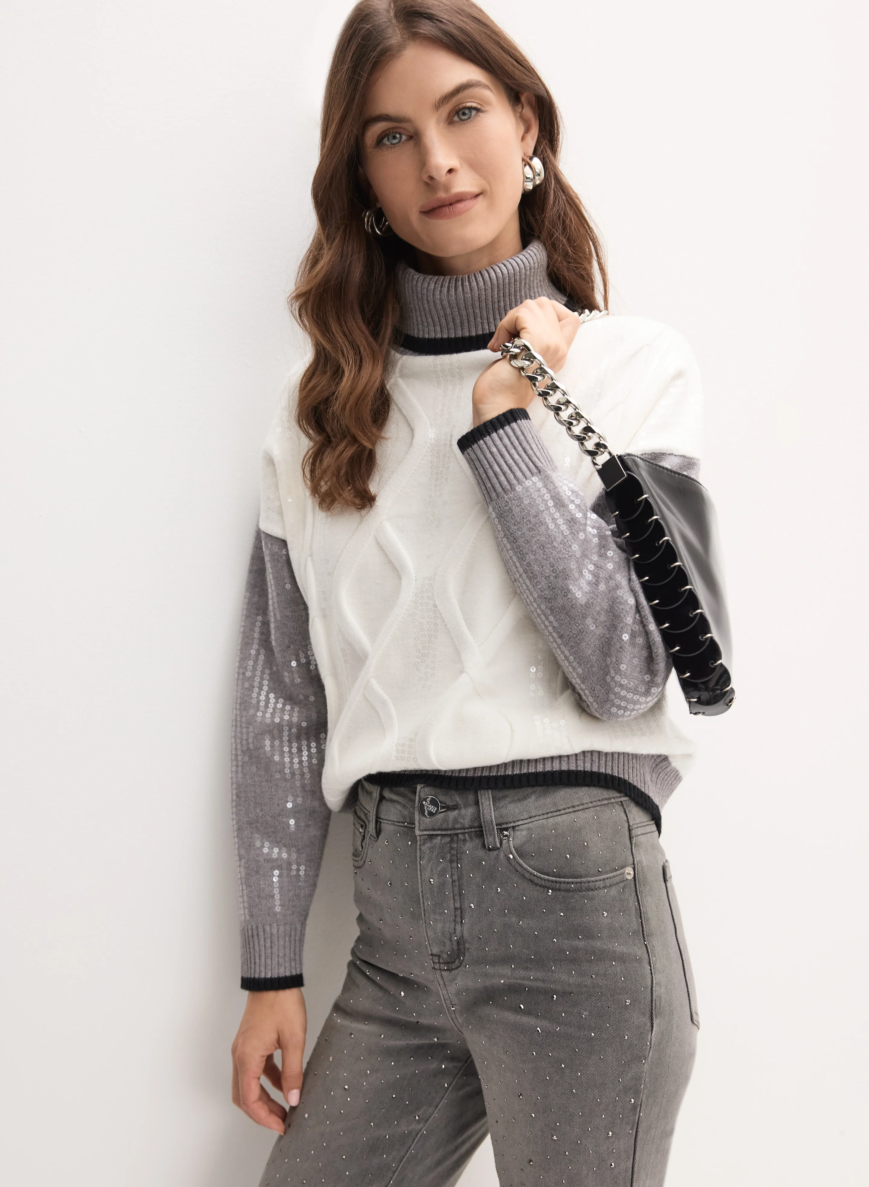 Sequined Turtleneck Sweater