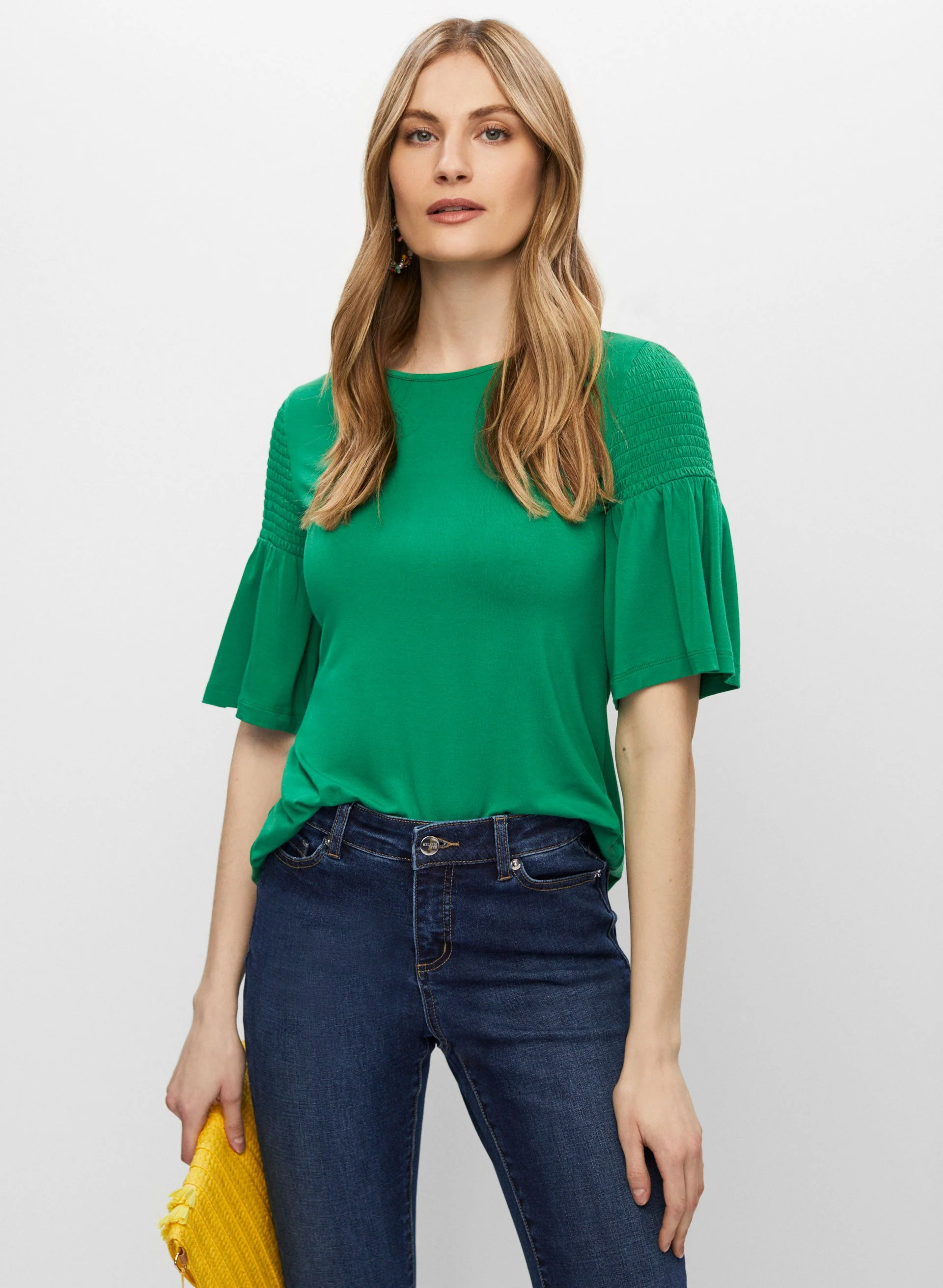 Smocked Flare Sleeve Top