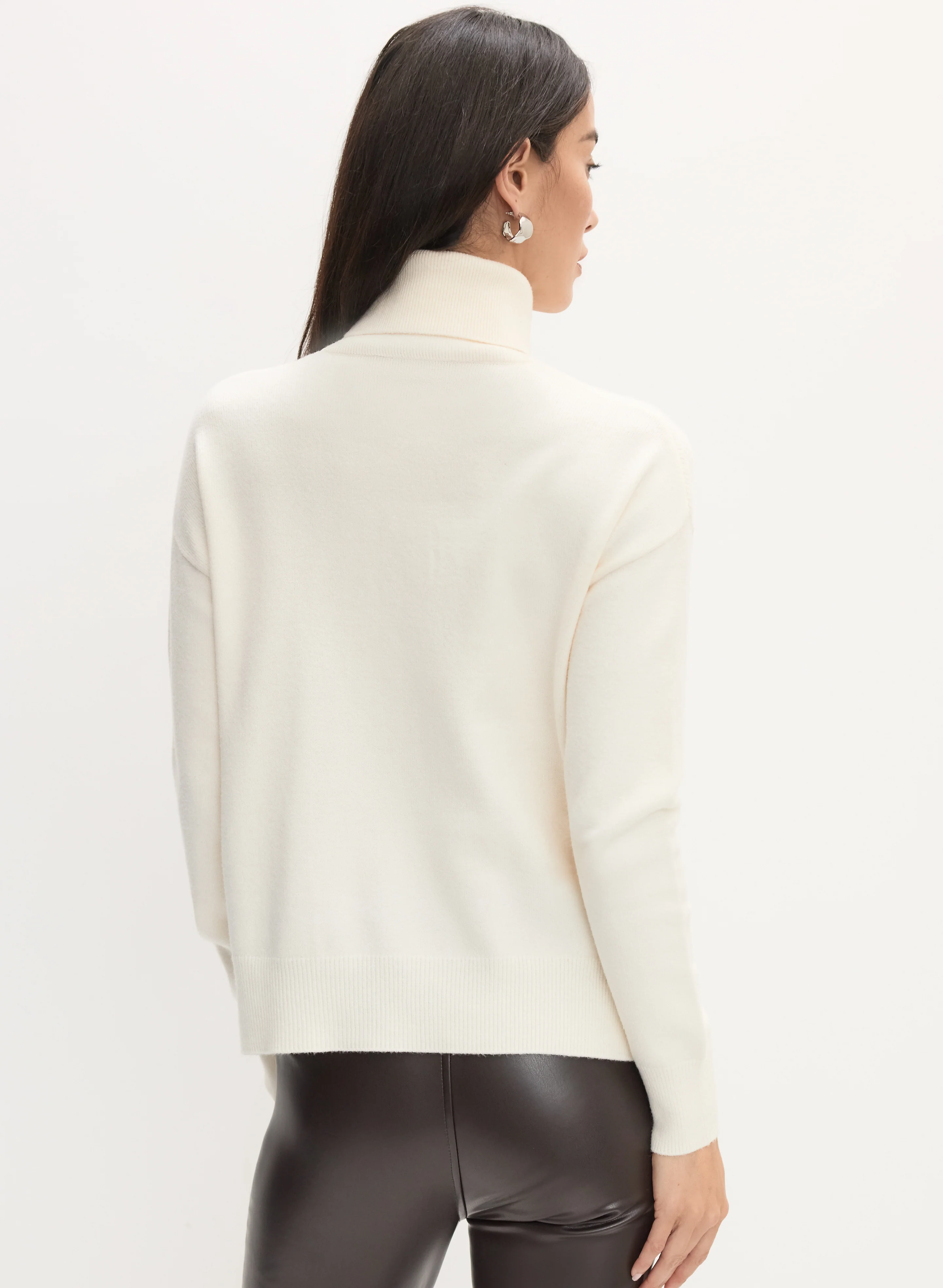 Beaded Twist Front Turtleneck Sweater