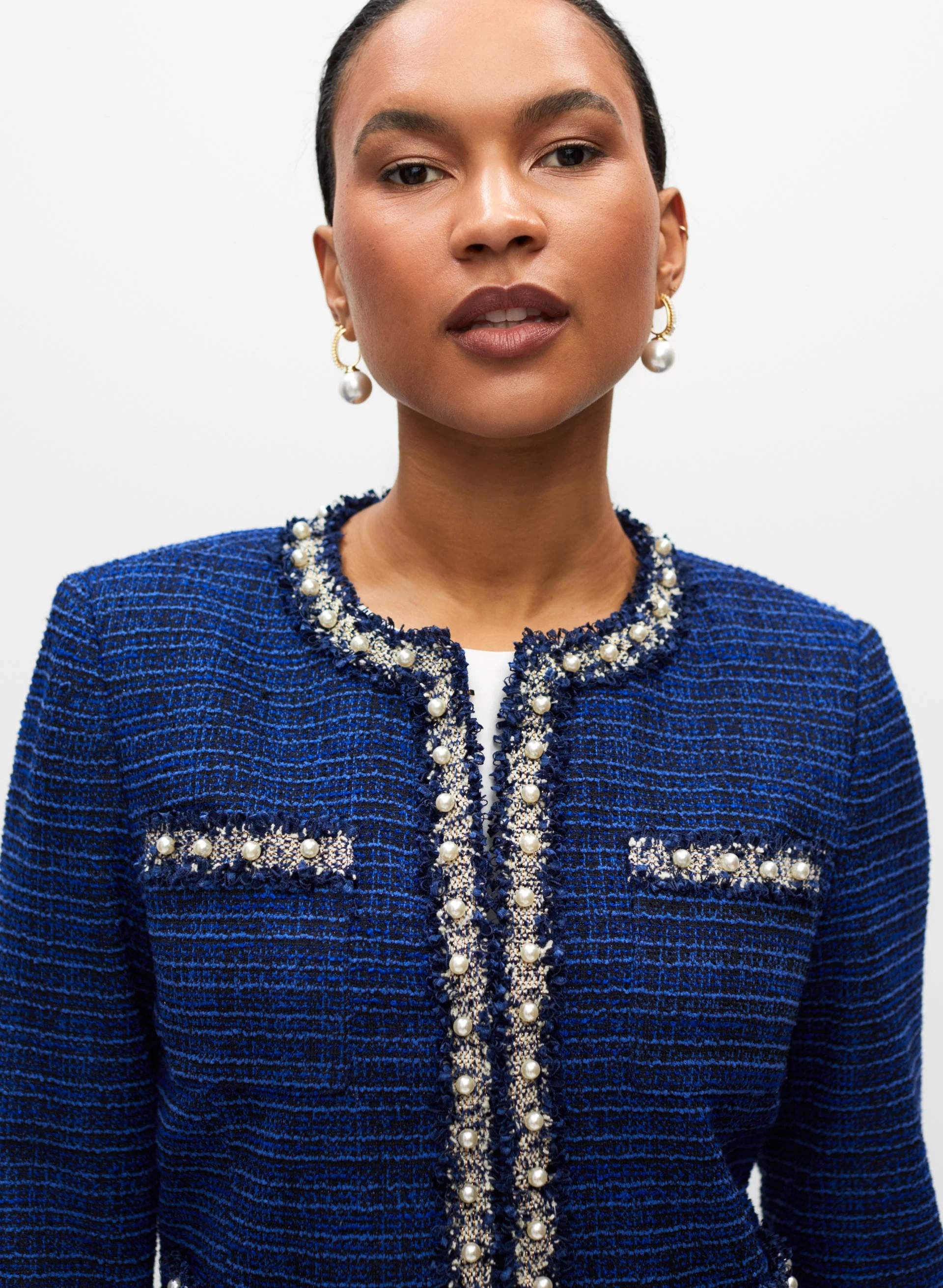 Pearl Detail Boucle Jacket