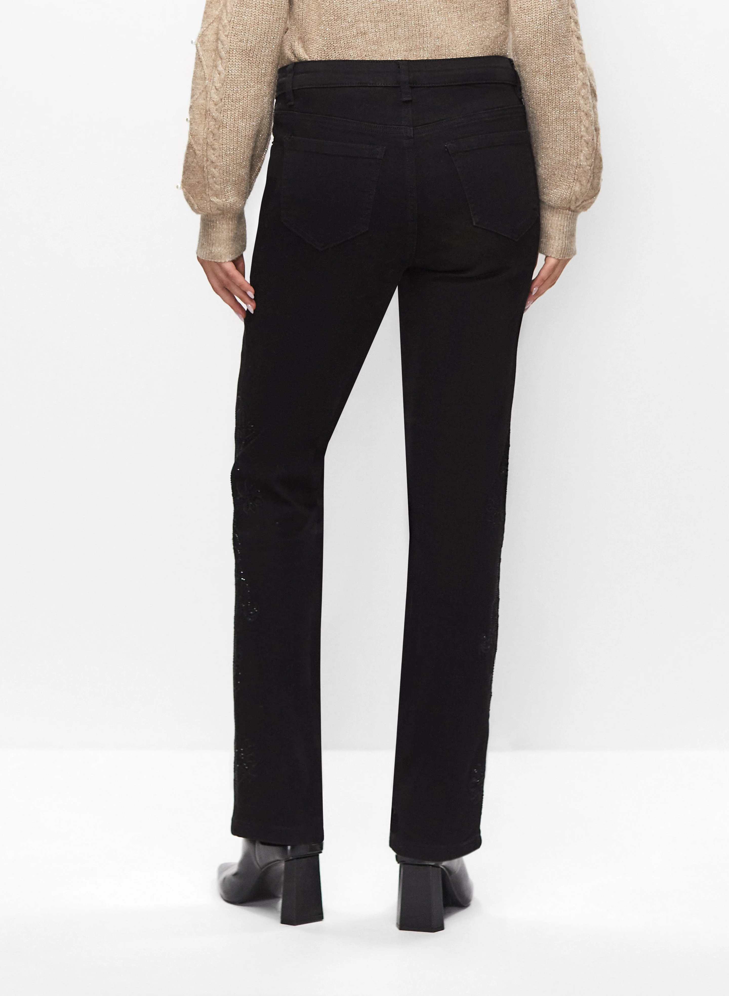 Embroidered Straight Leg Jeans