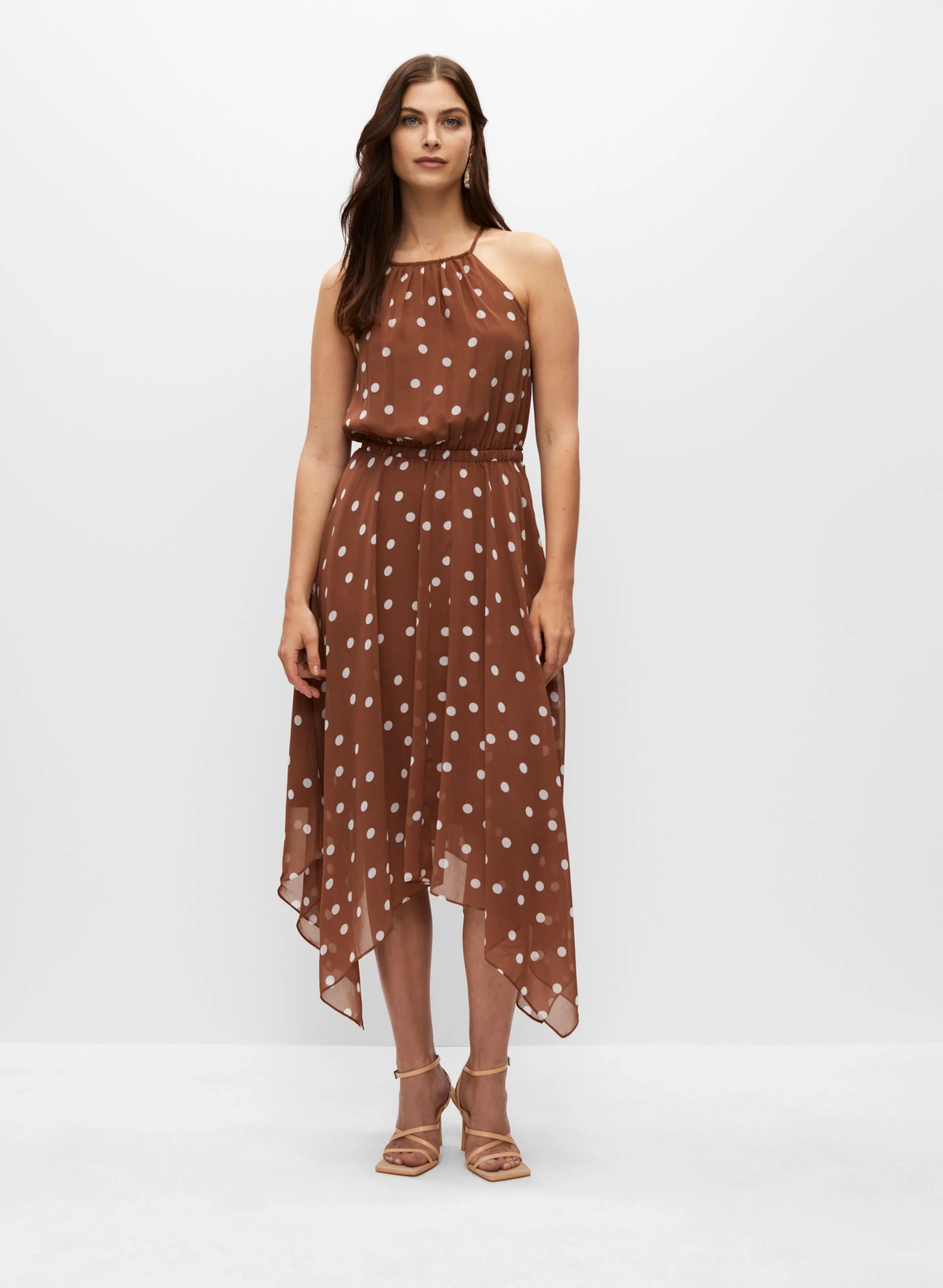 Polka Dot Chiffon Halter Dress