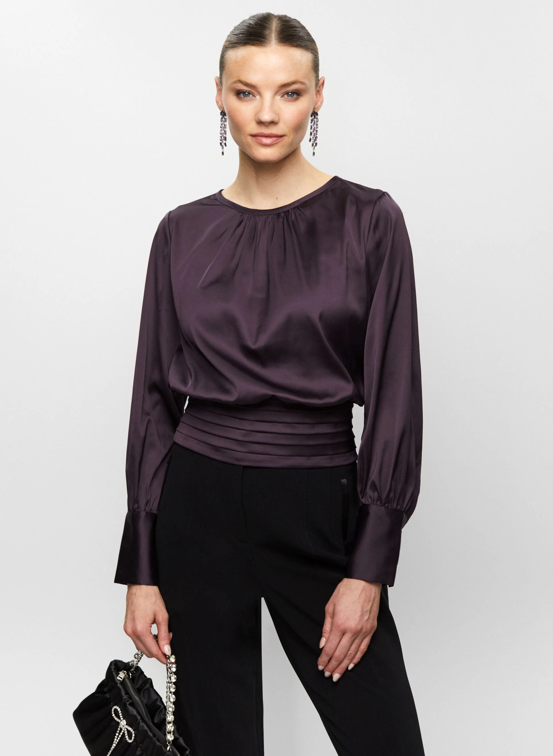 Pleat Detail Satin Blouse