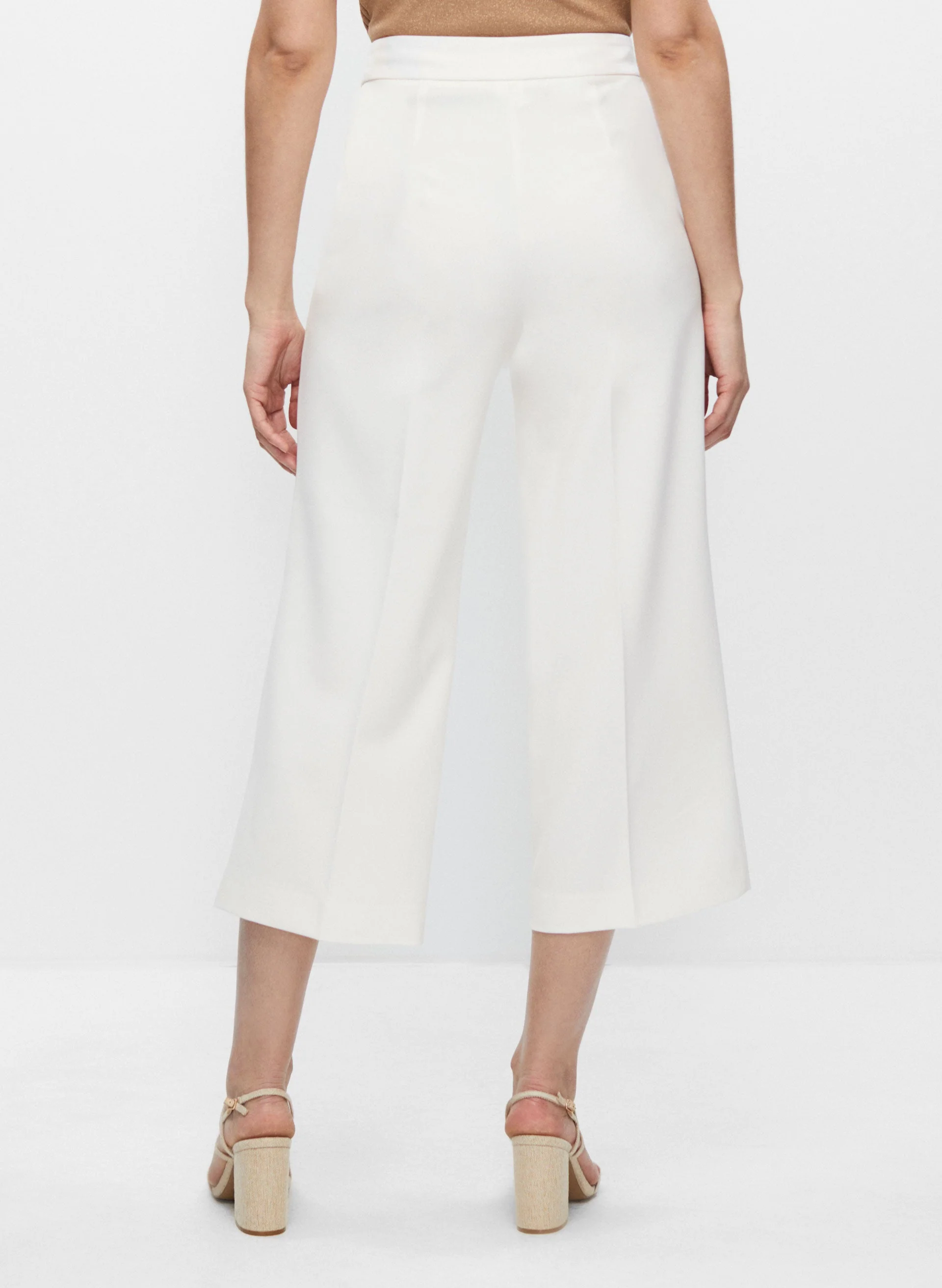 Button Detail Culotte Pants