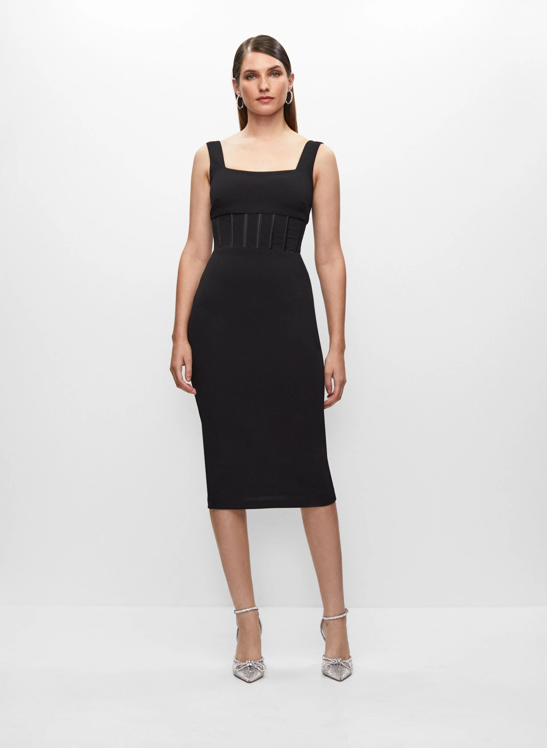 Corset Effect Square Neck Dress
