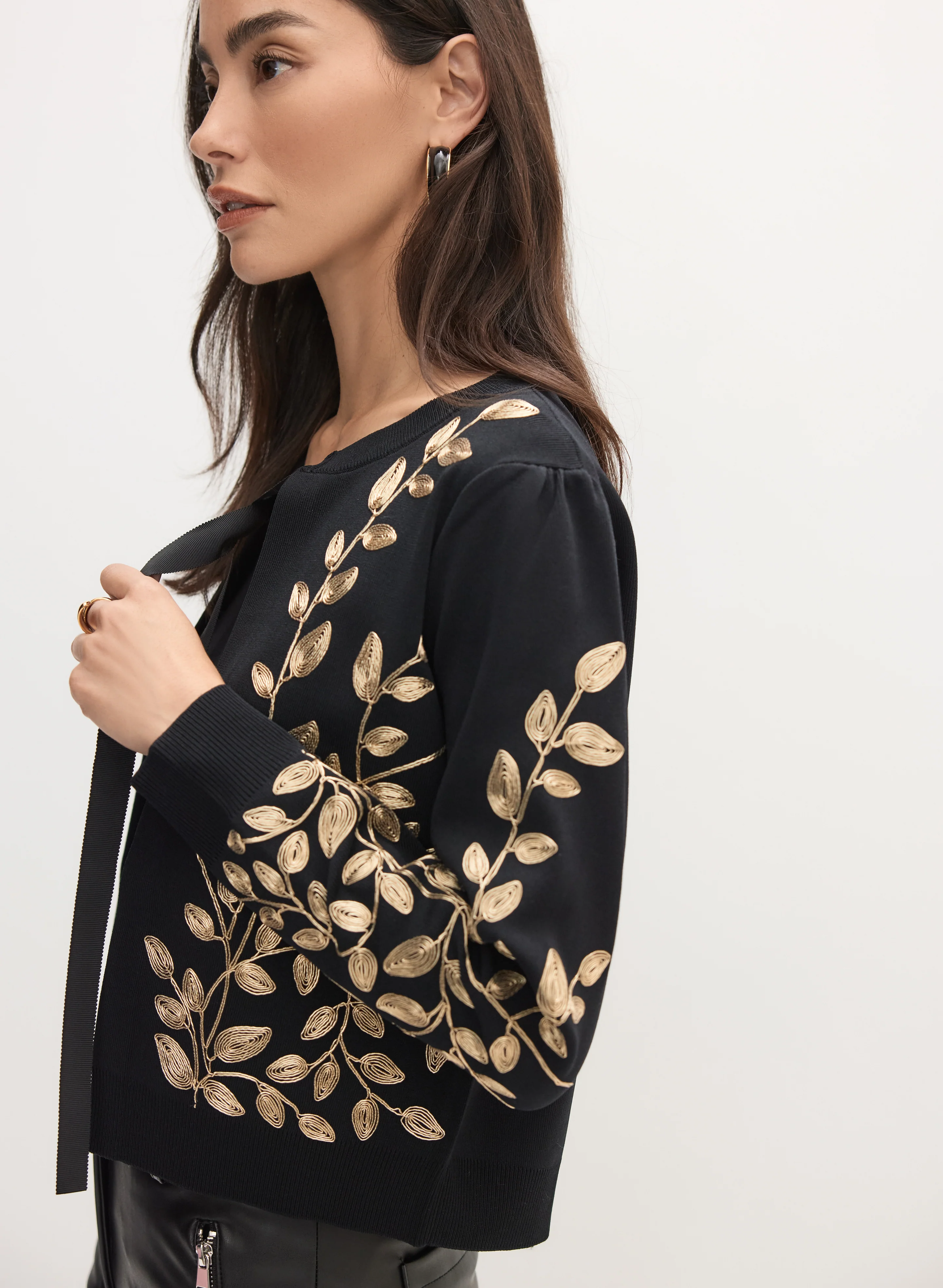 Short Embroidered Cardigan