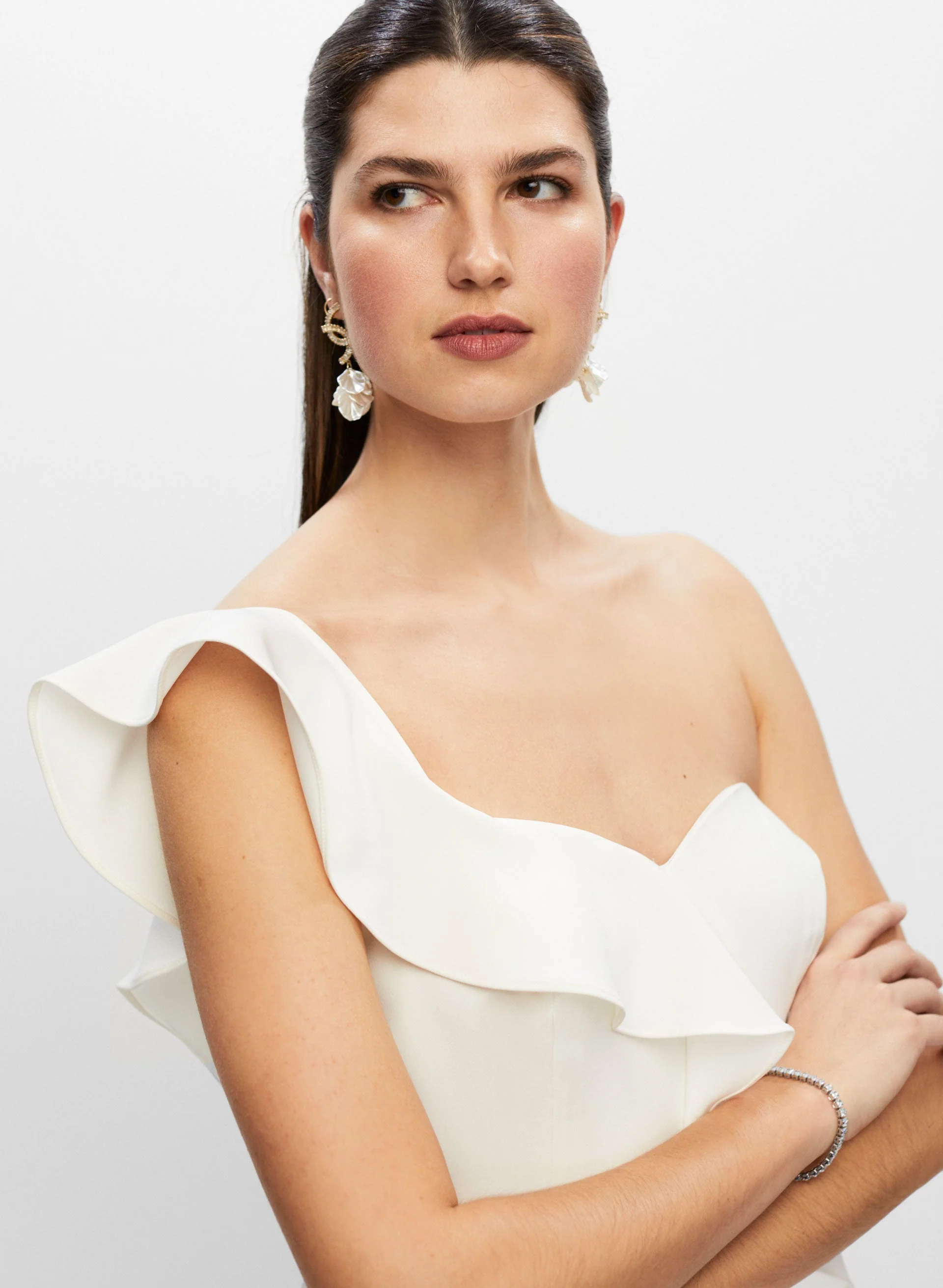 Aidan Mattox - One-Shoulder Ruffle Dress