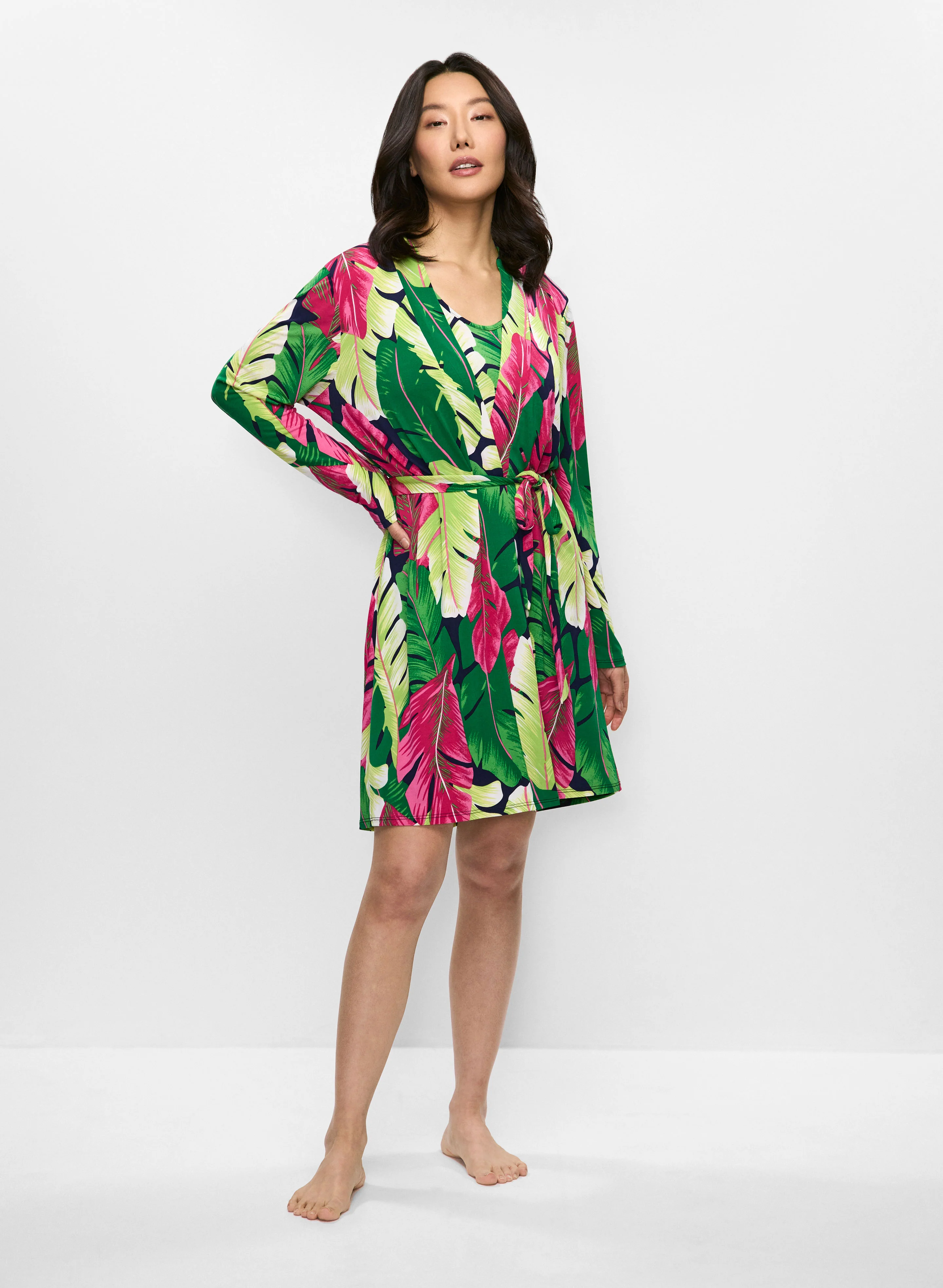 Tropical Print Nightdress & Robe Set