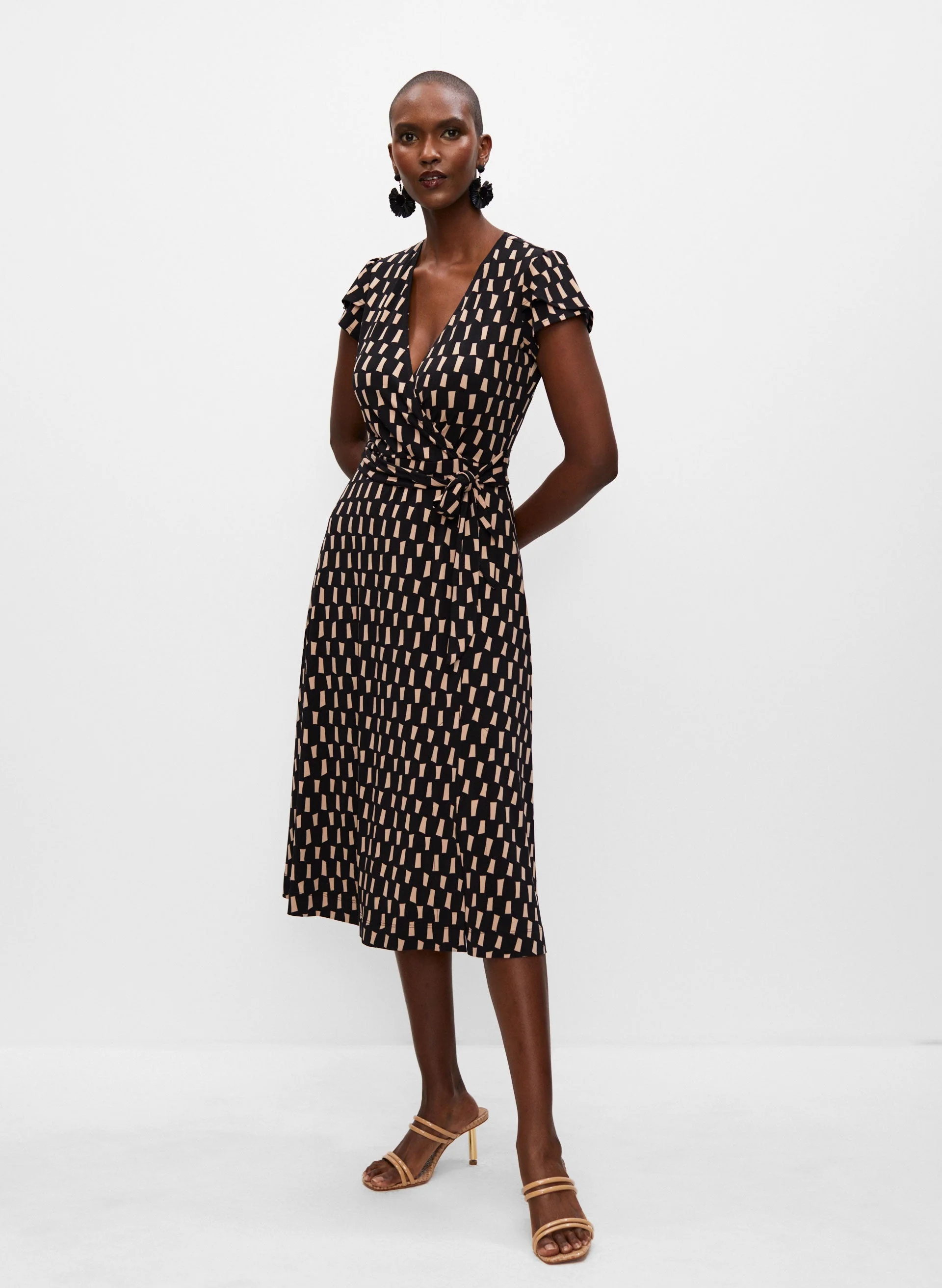 Geometric Print Wrap Dress