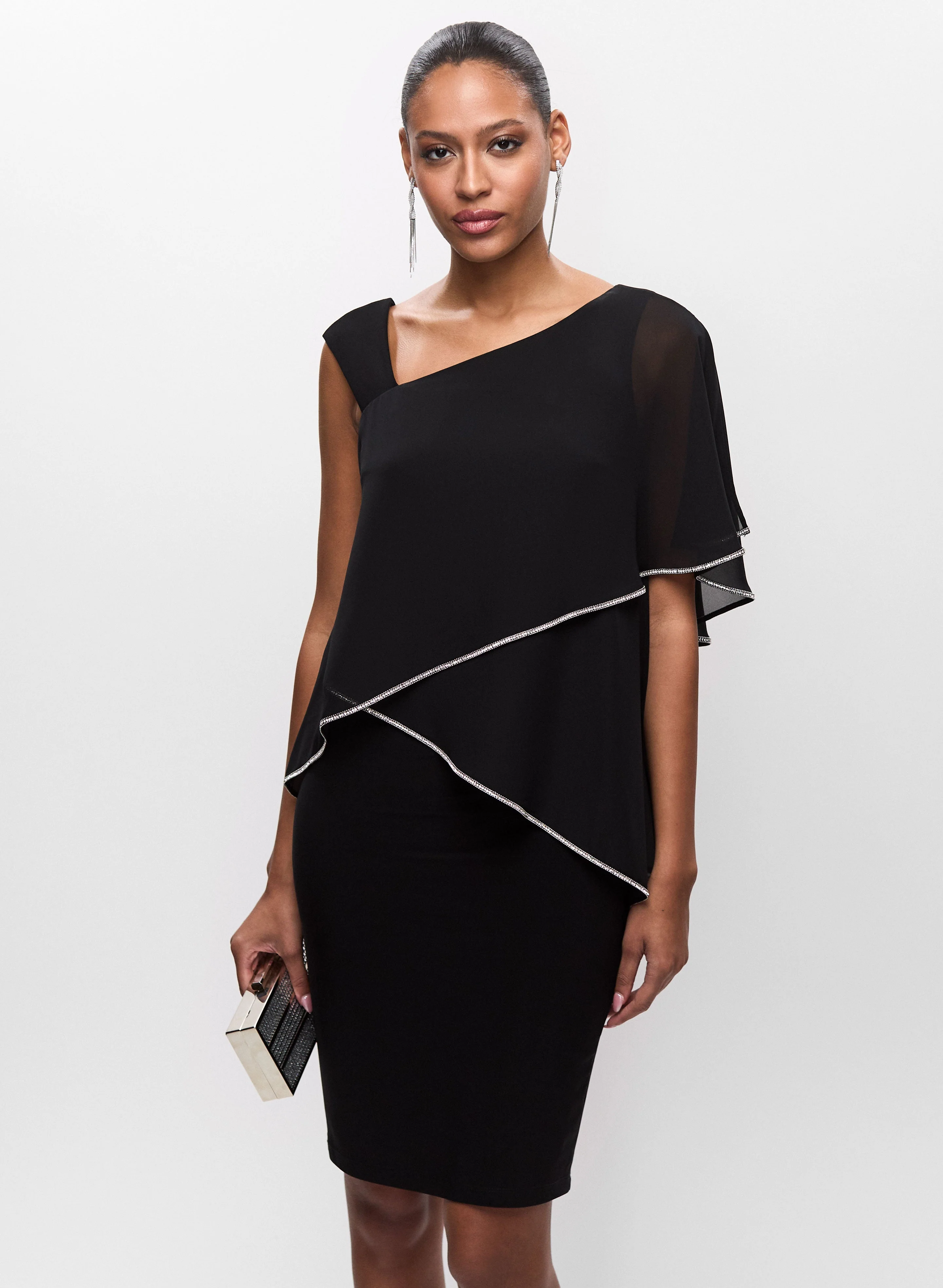 Joseph Ribkoff - Rhinestone Trim Chiffon Dress