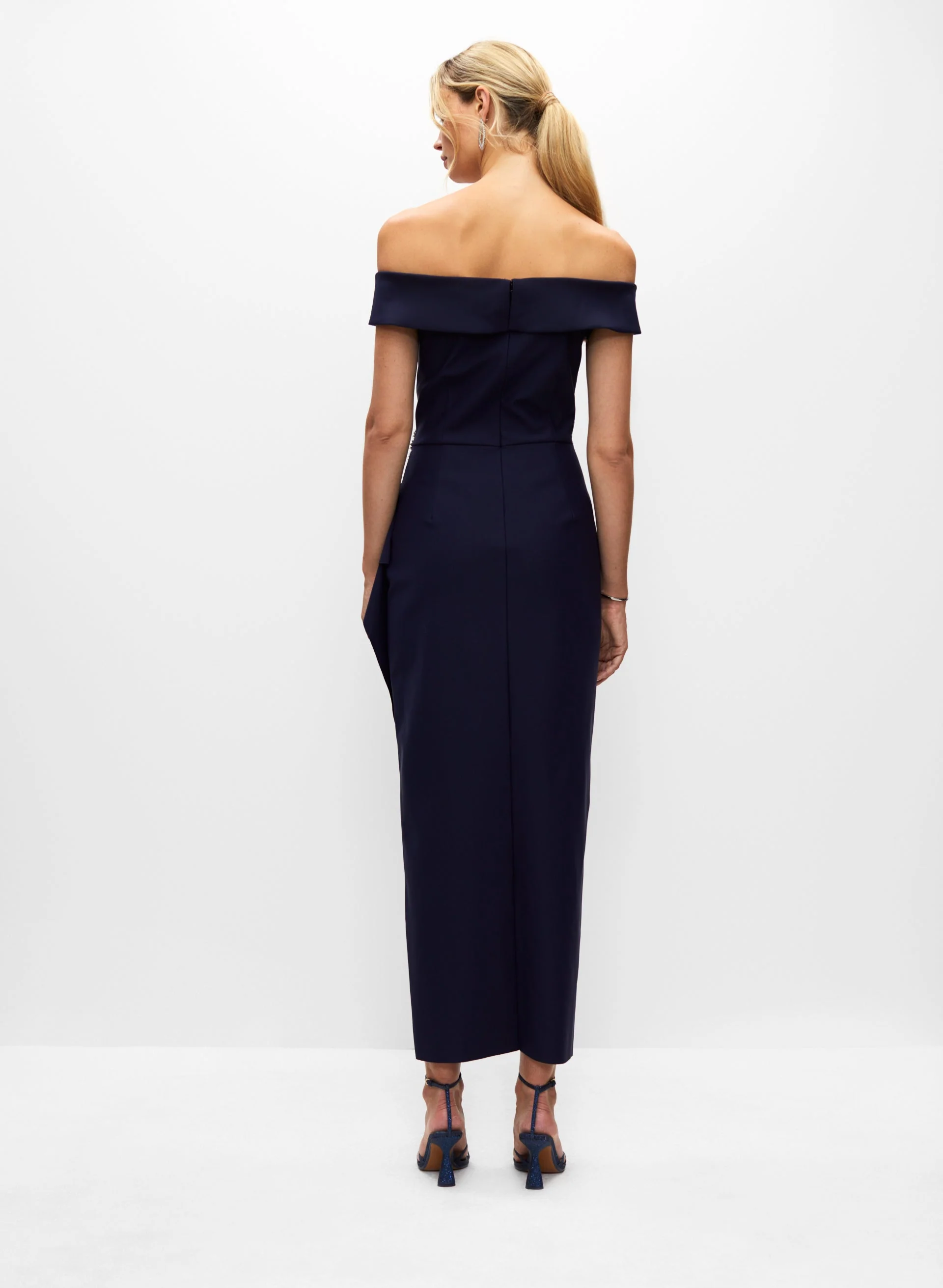 Alex Evenings - Off-the-Shoulder Rhinestone Appliqué Dress