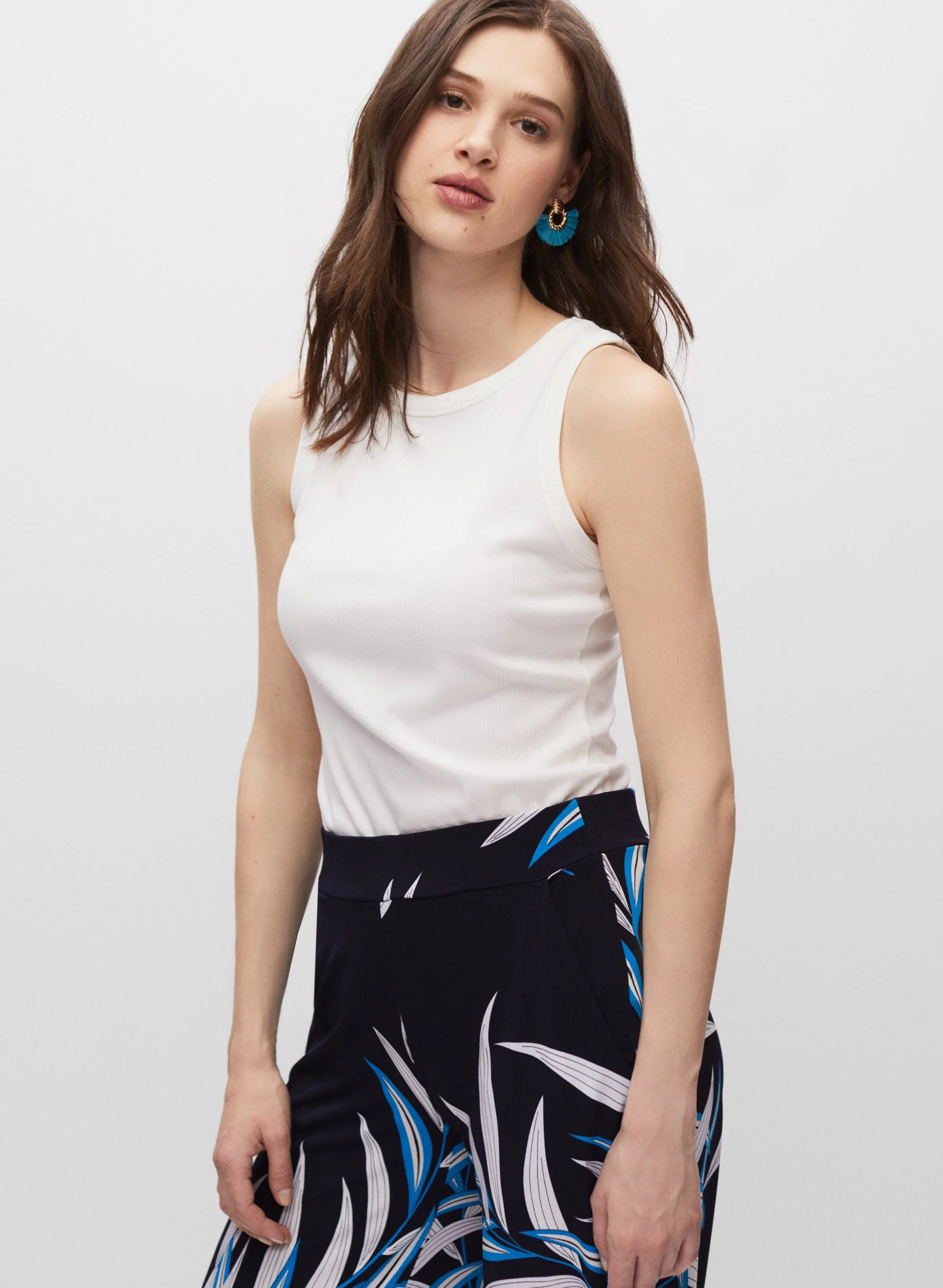 Leaf Print Culotte Pants