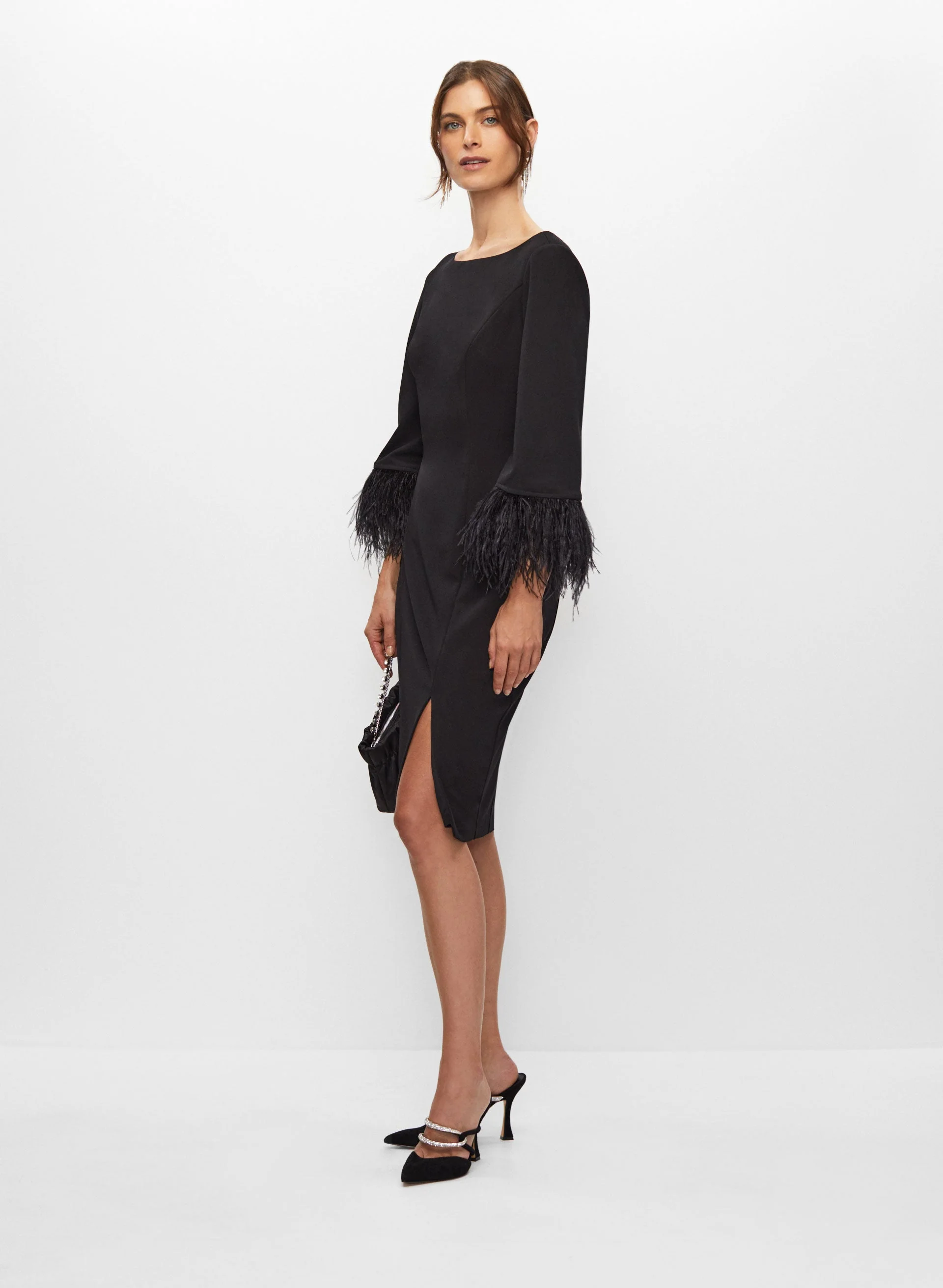 Adrianna Papell - Feather Trim Dress
