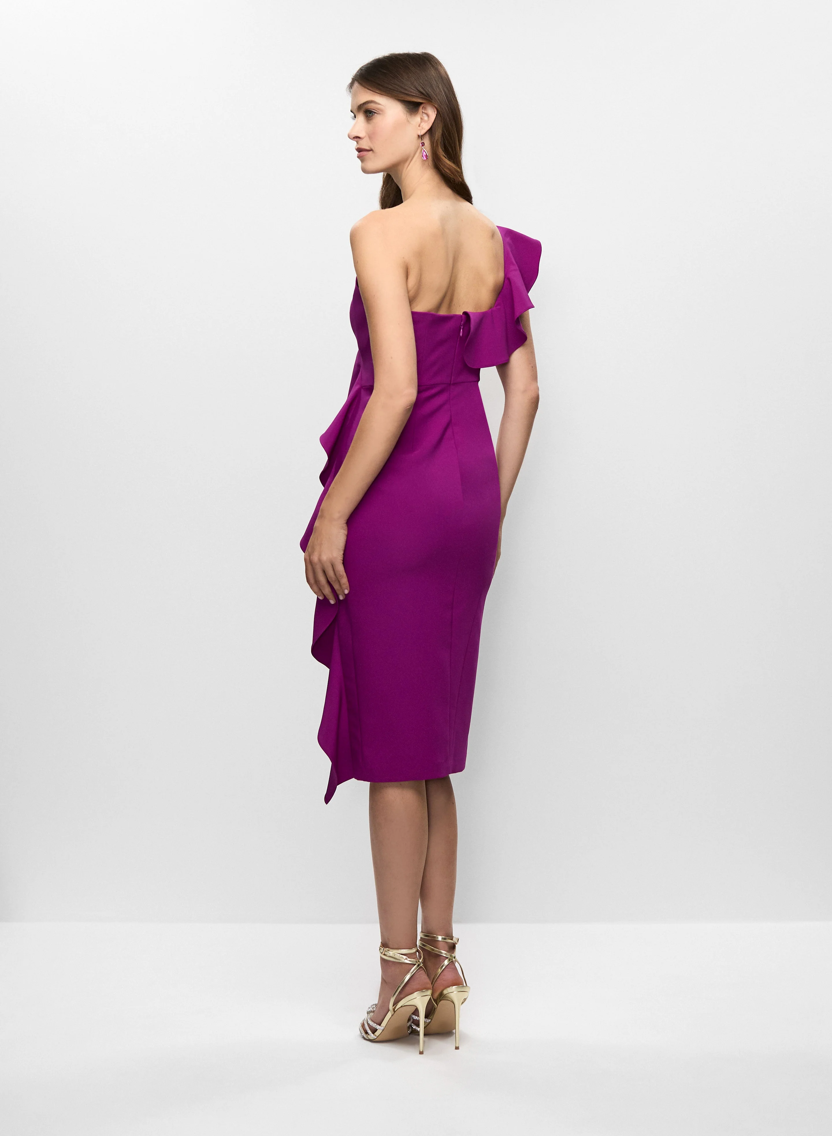 Adrianna Papell - One-Shoulder Flounced Dress