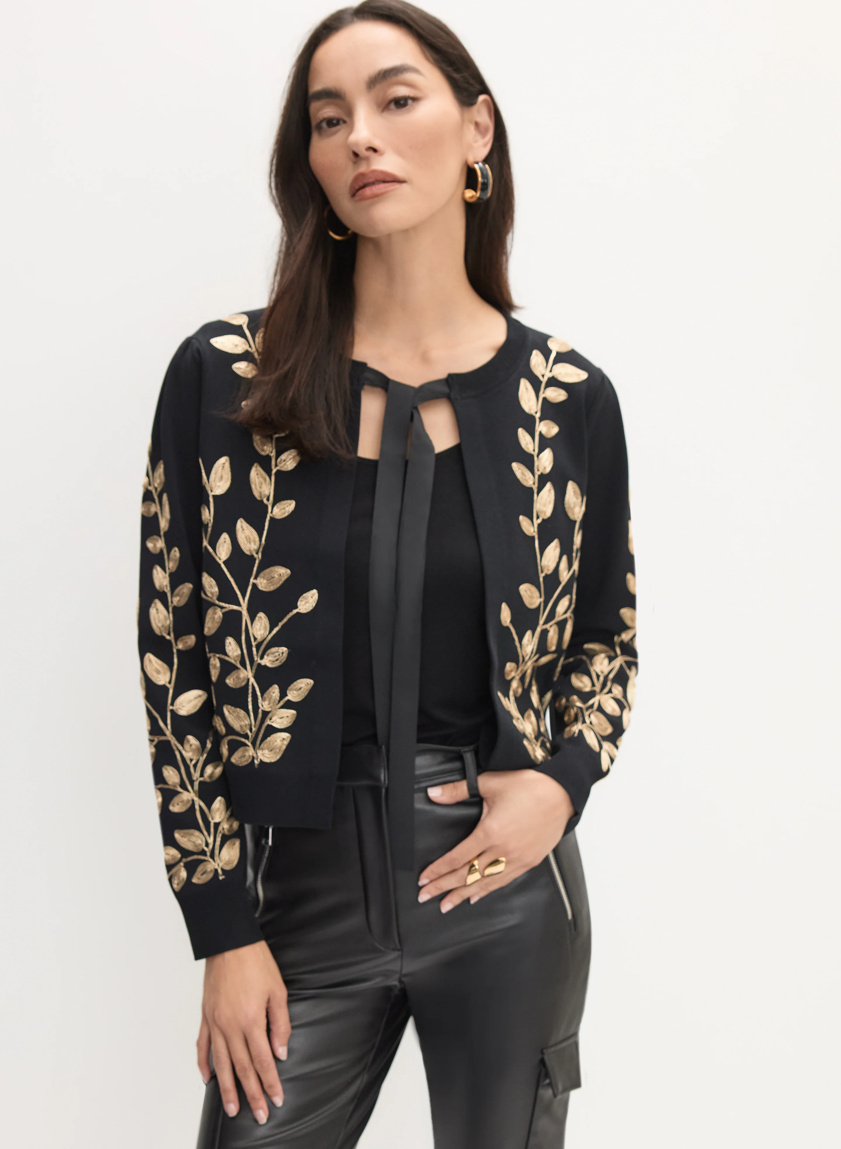 Short Embroidered Cardigan
