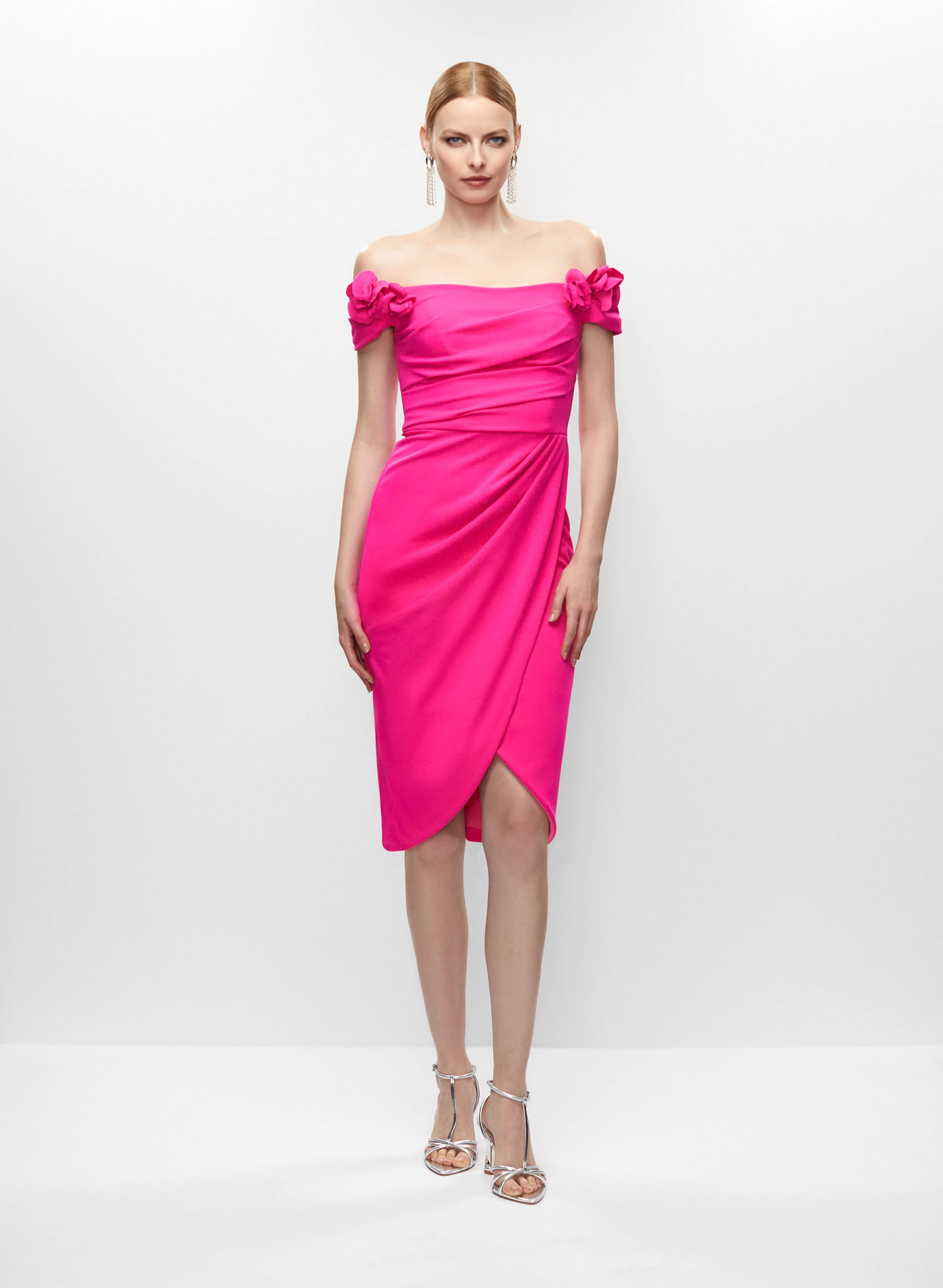 Bardot Neck Floral Detail Dress