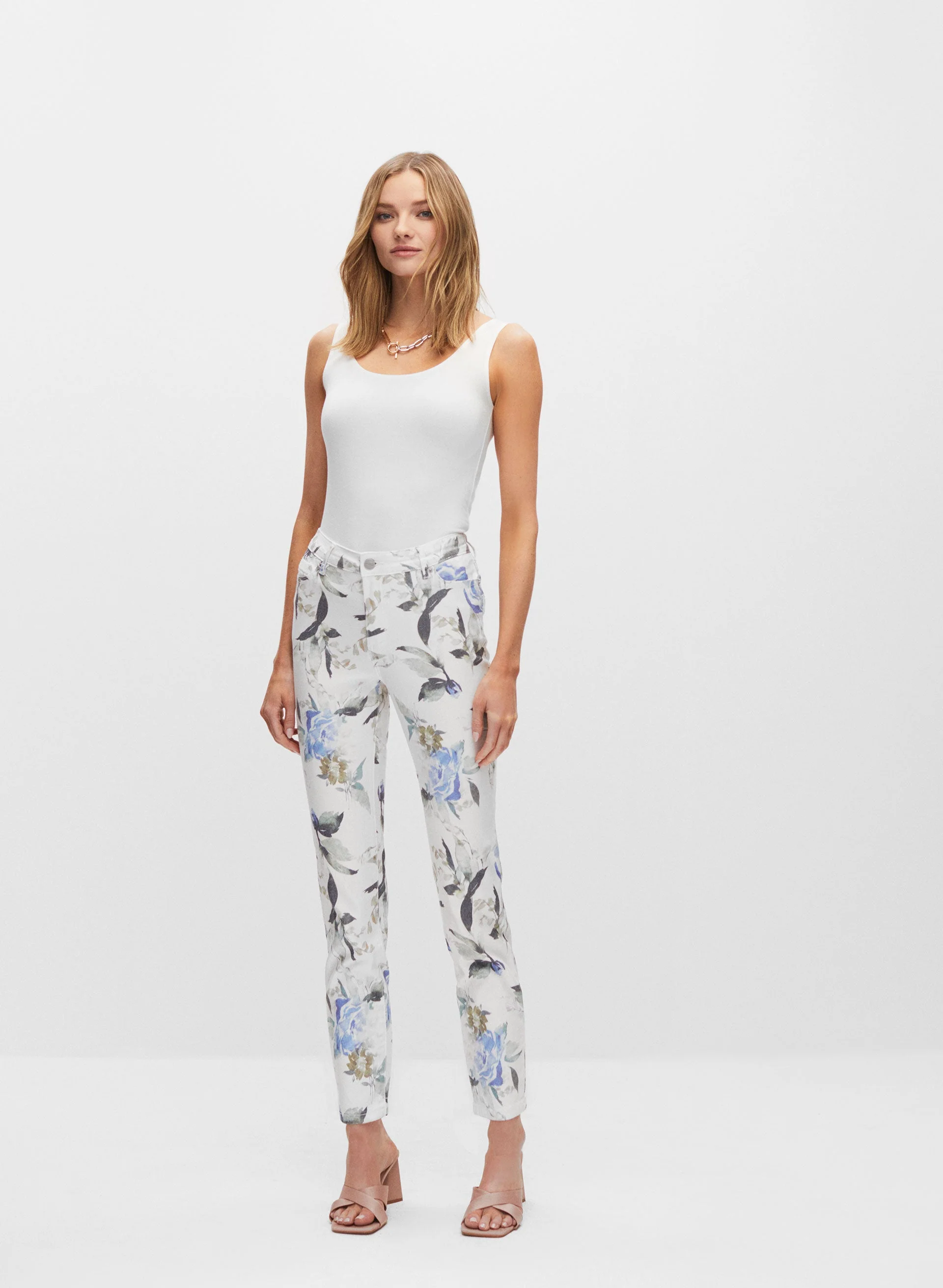 Floral Print Slim Leg Jeans