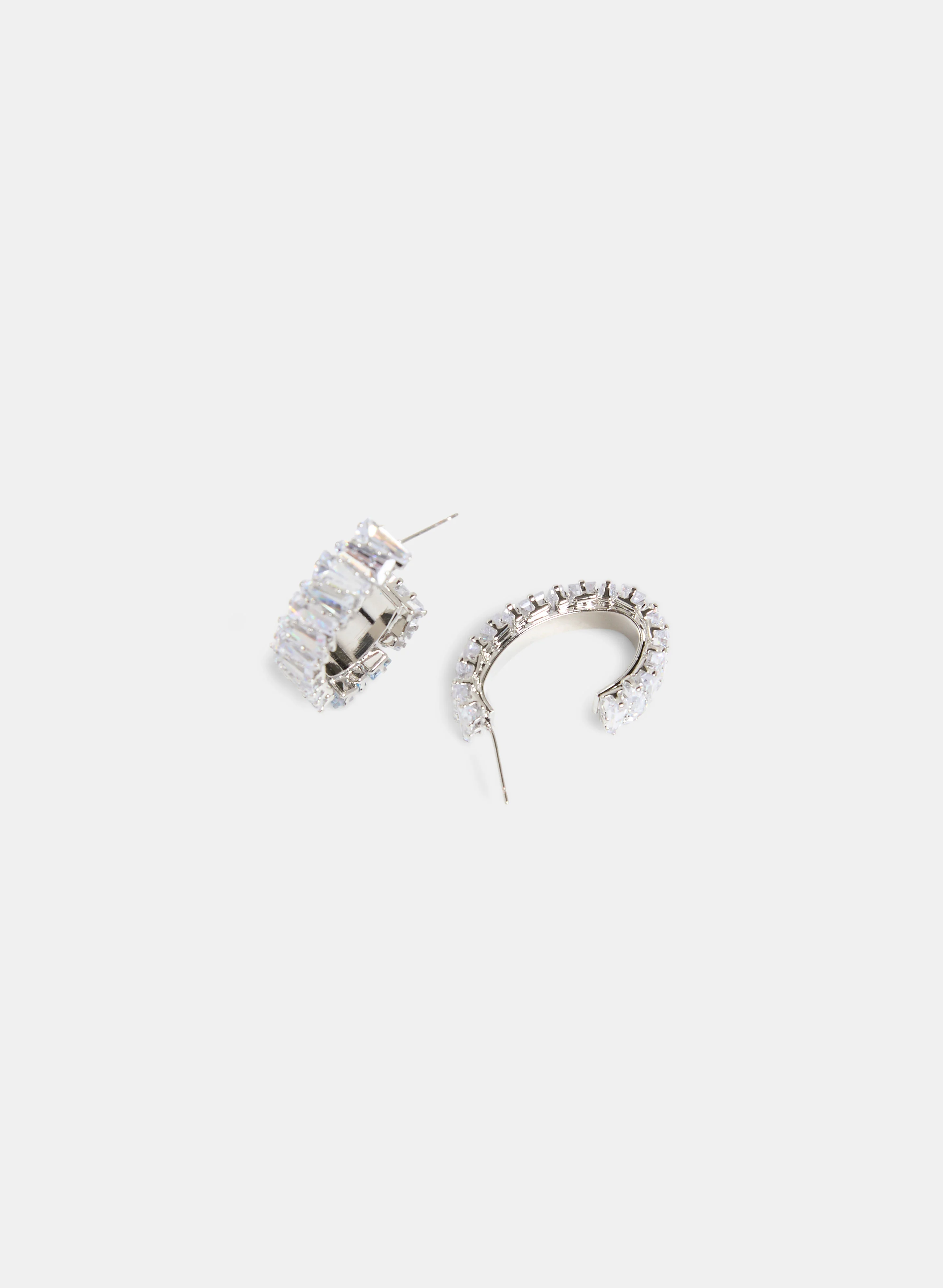 Cubic Zirconia Open-Hoop Earrings