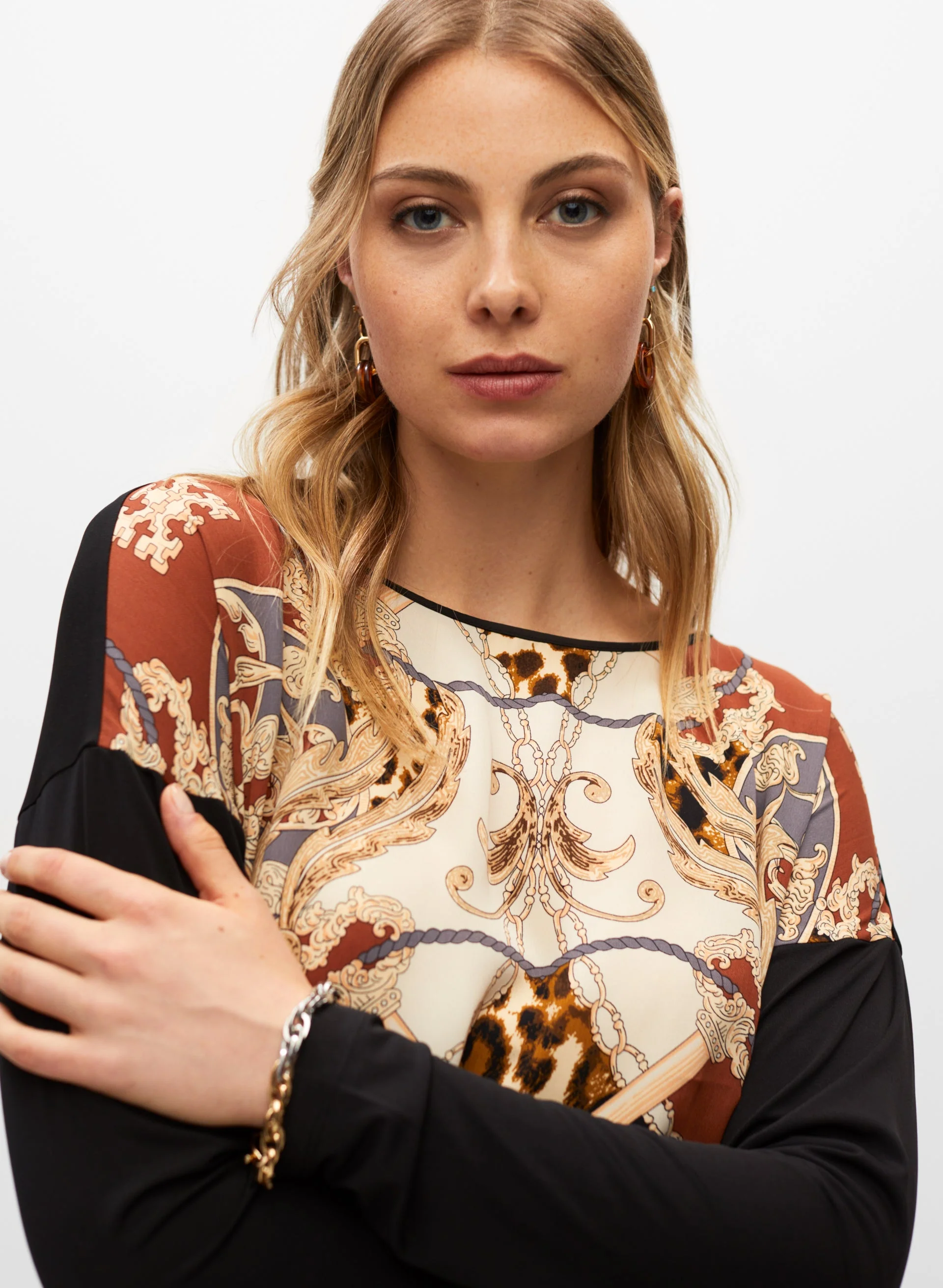 Long Sleeve Equestrian Print Top