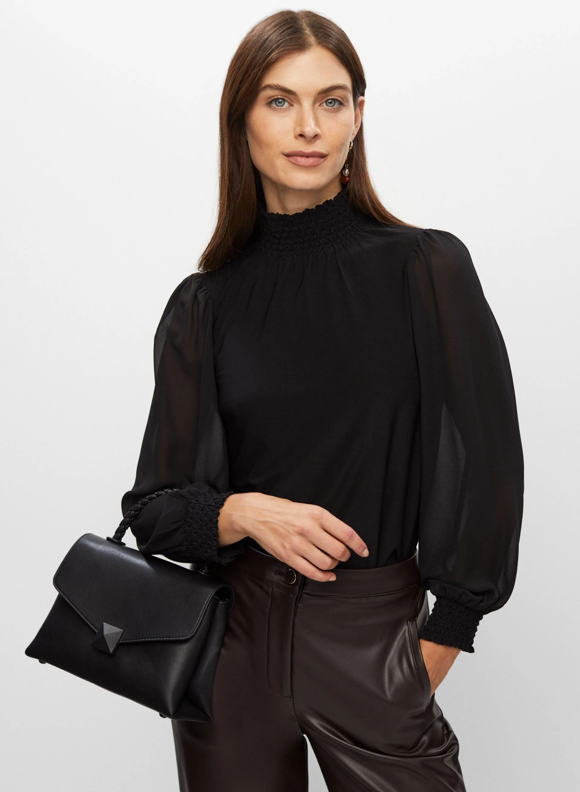 High Neck Chiffon Blouse