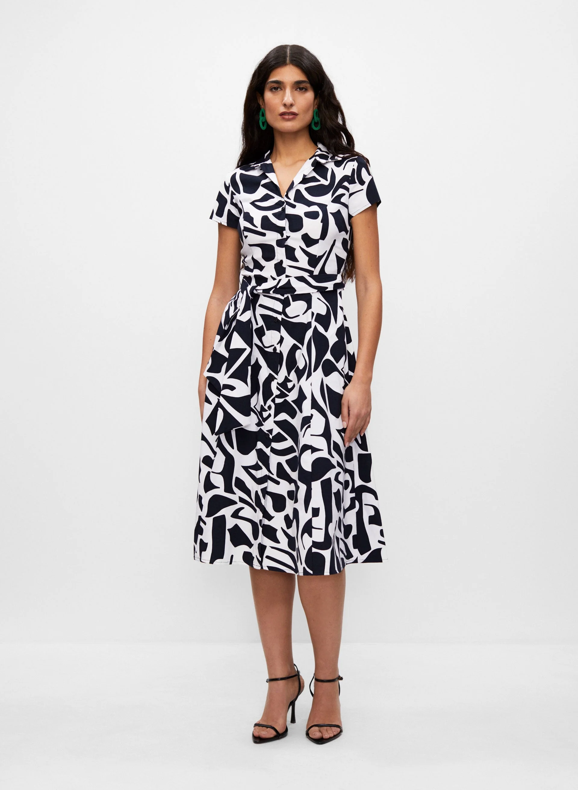 Abstract Print Shirt Dress
