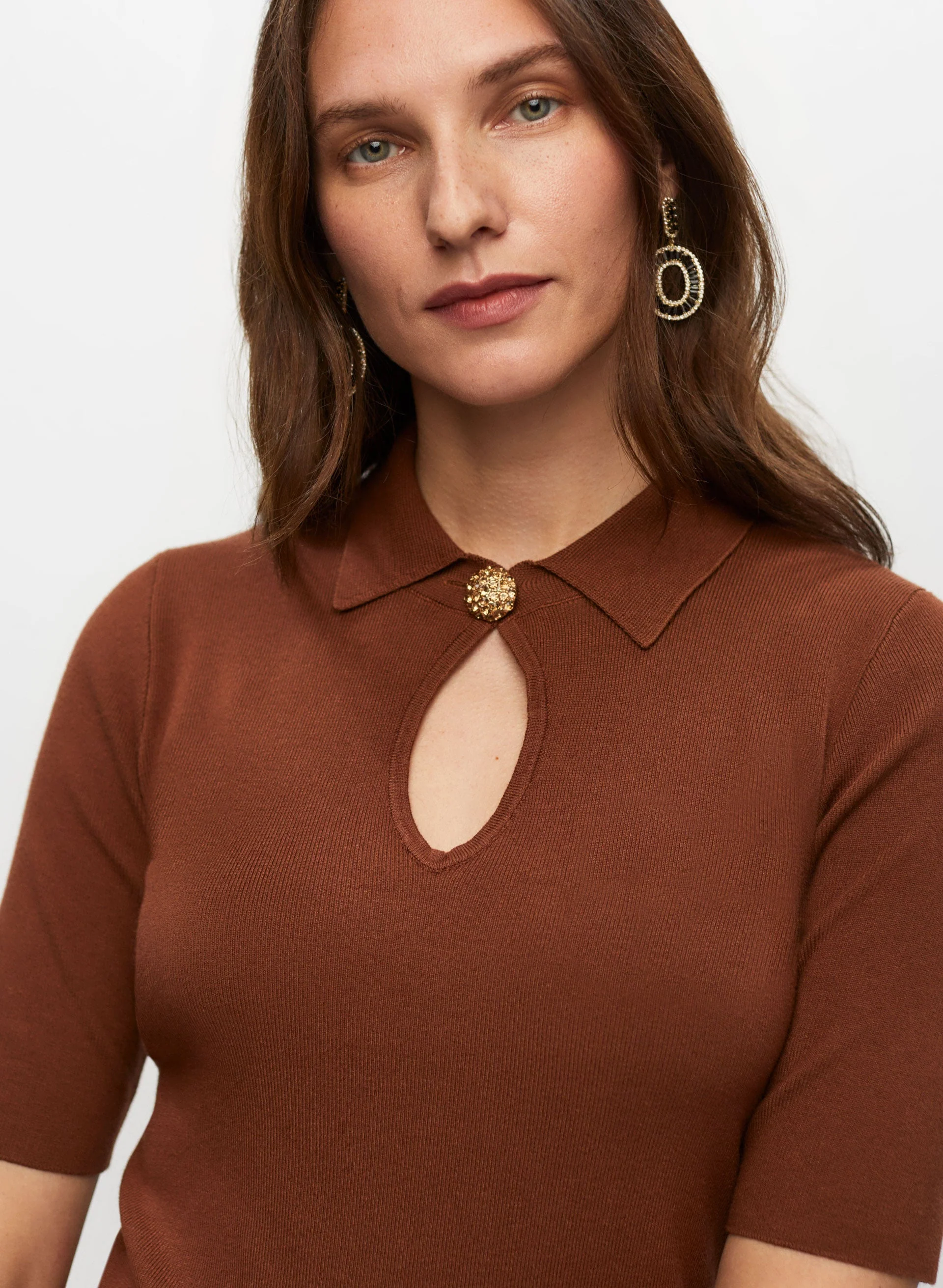 Keyhole Detail Short Sleeve Pullover