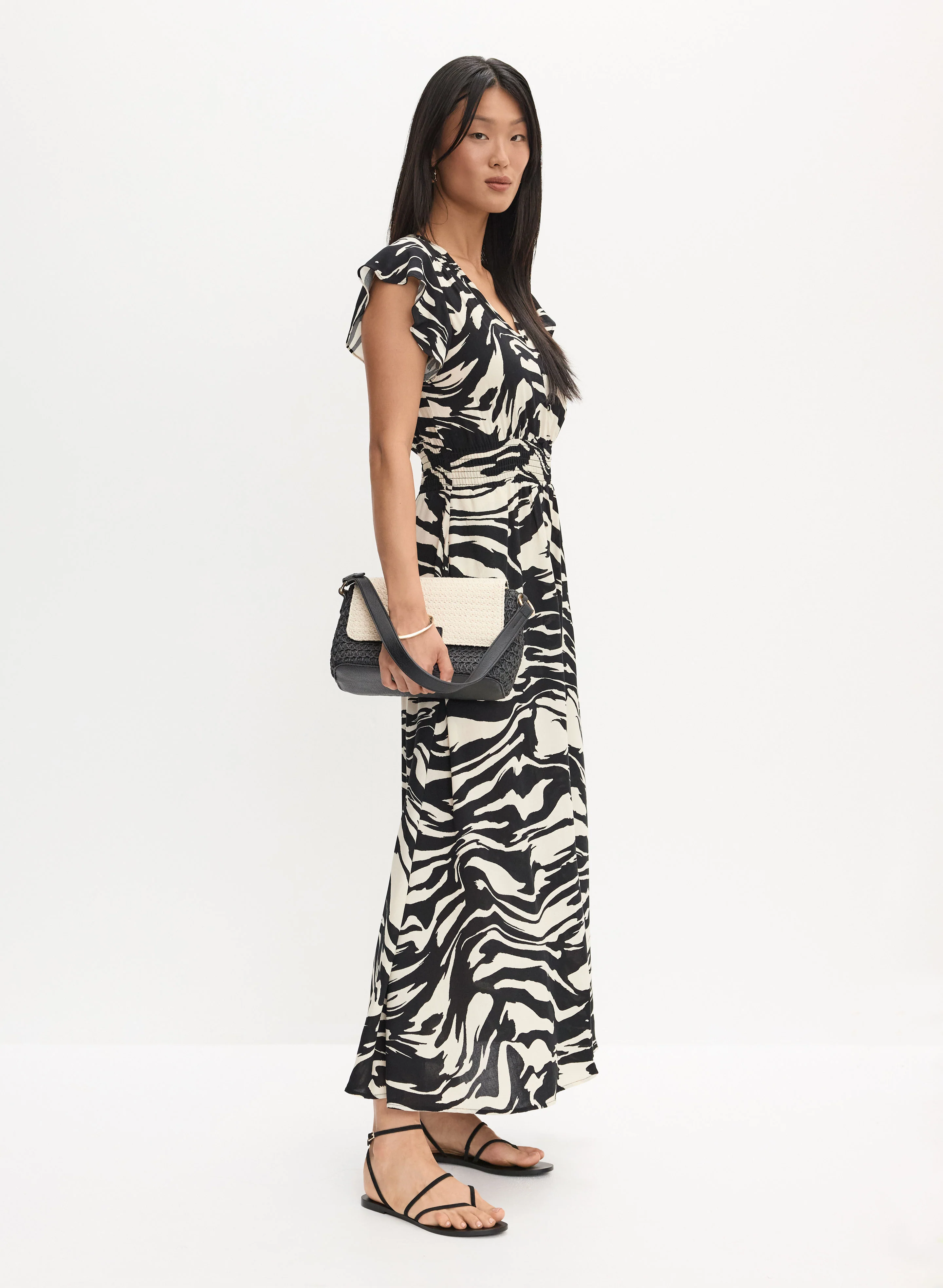 Animal Print Smocked Waist Dress