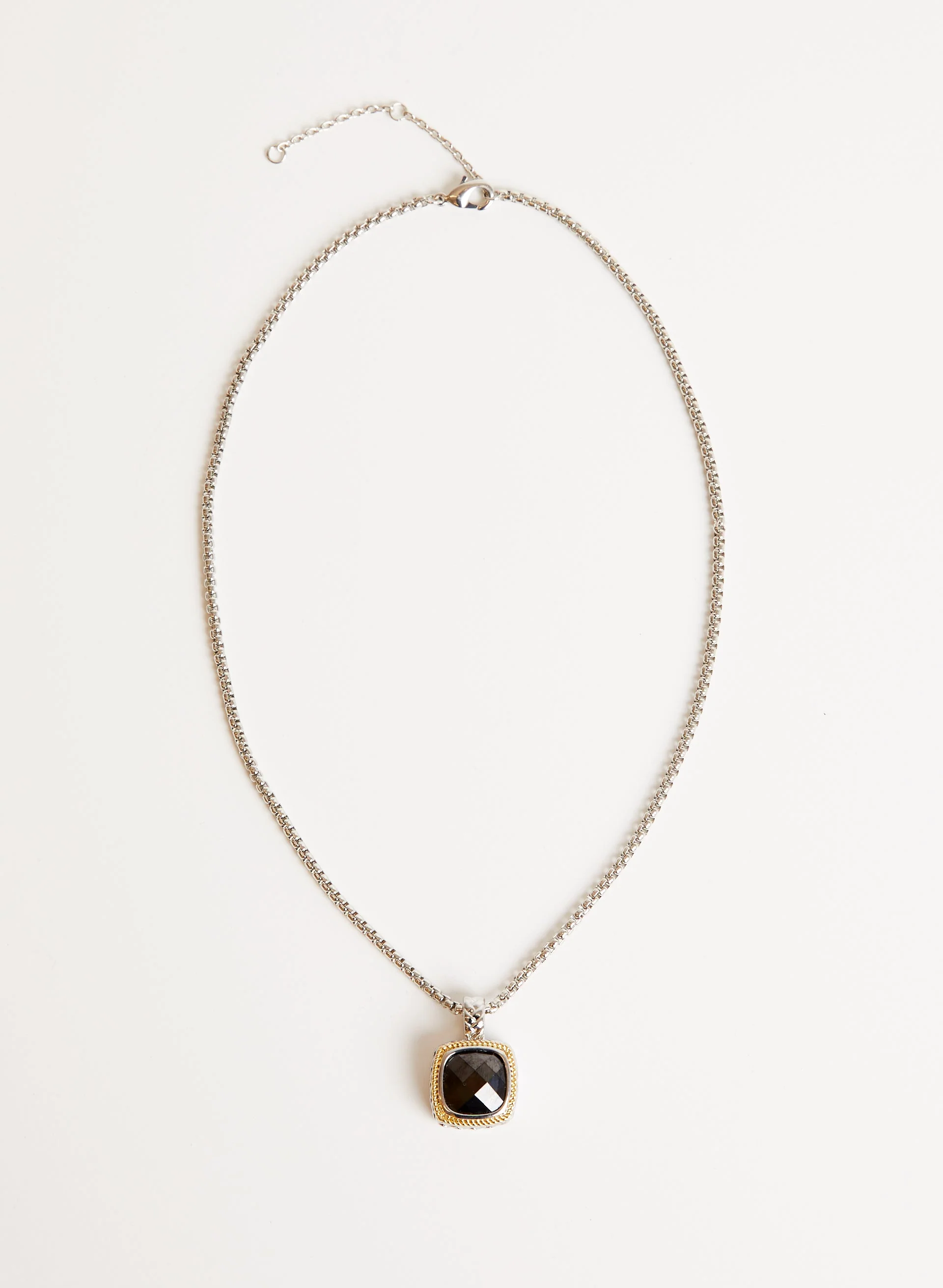 Square Faceted Stone Pendant Necklace
