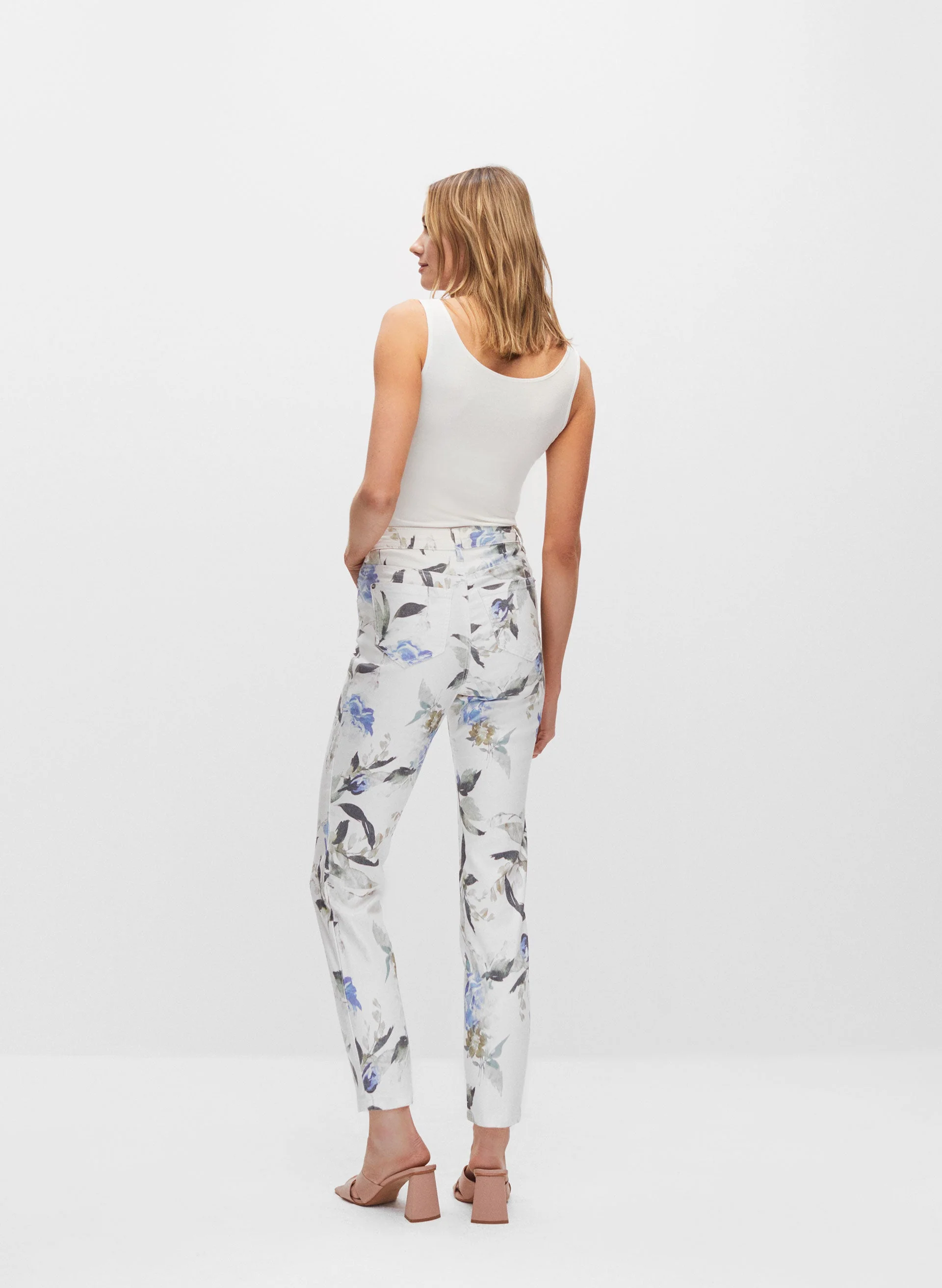 Floral Print Slim Leg Jeans