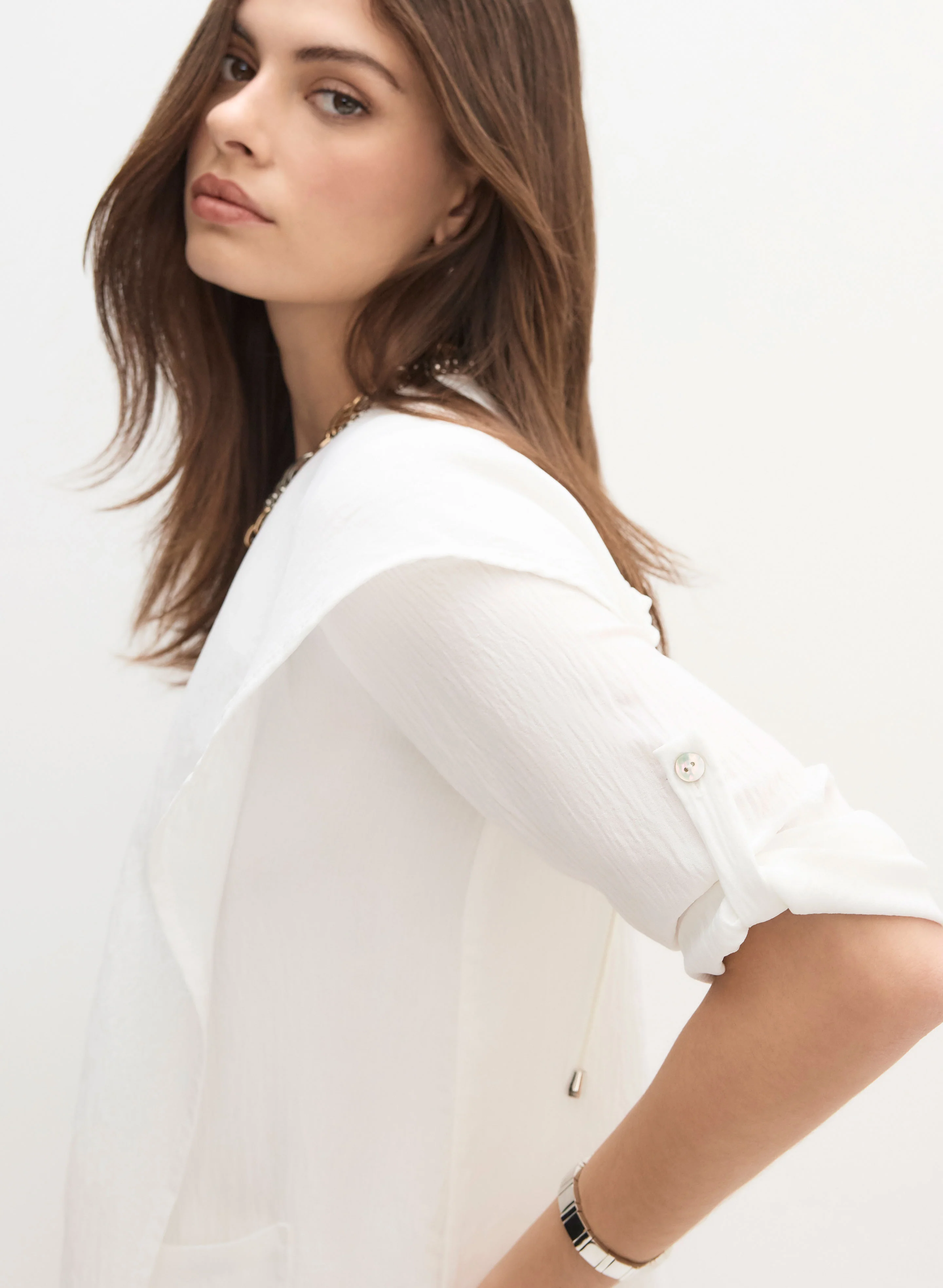 Joseph Ribkoff - Open Front Rolled-Sleeve Jacket
