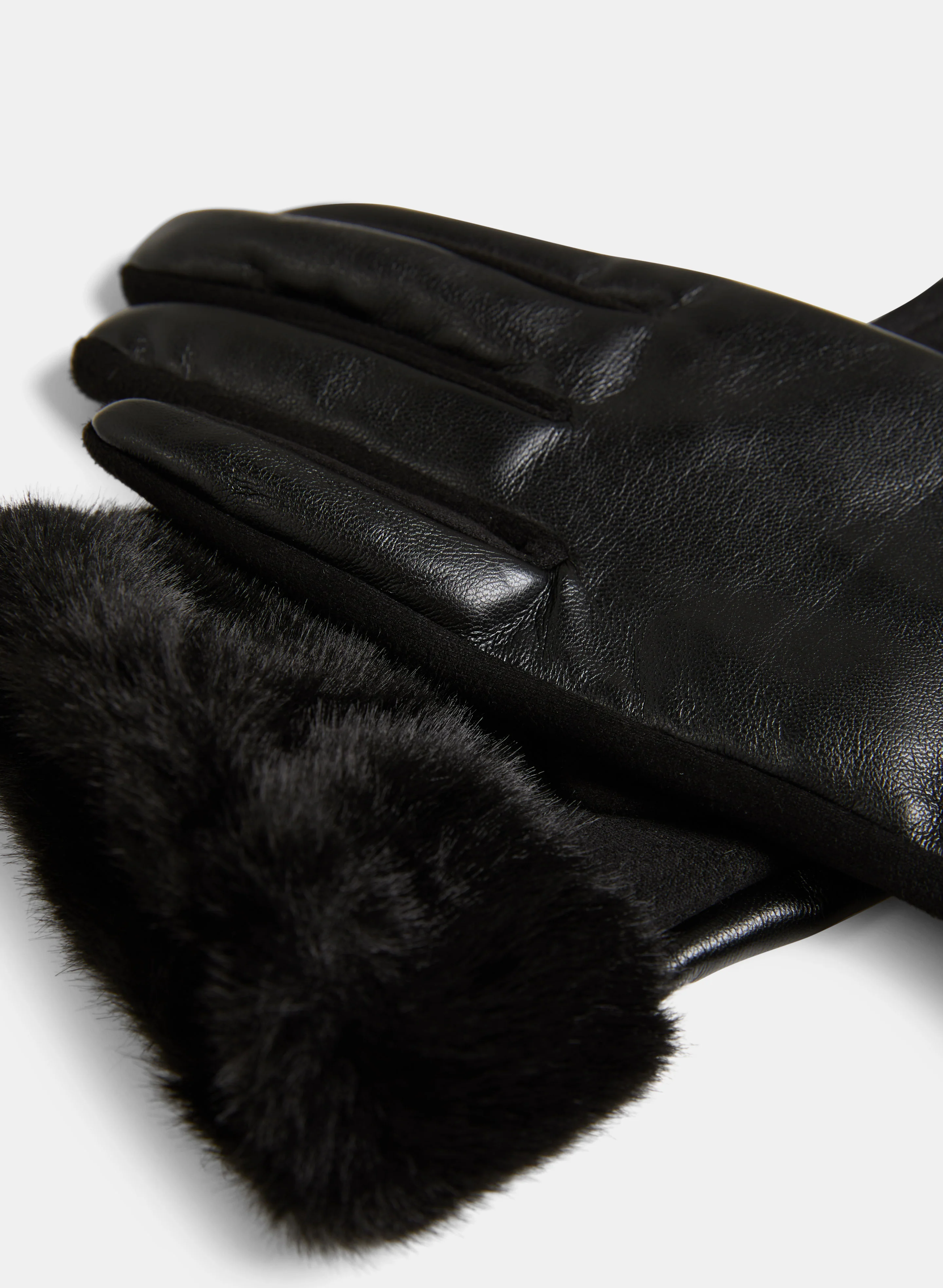 Faux Suede Fur Trim Gloves