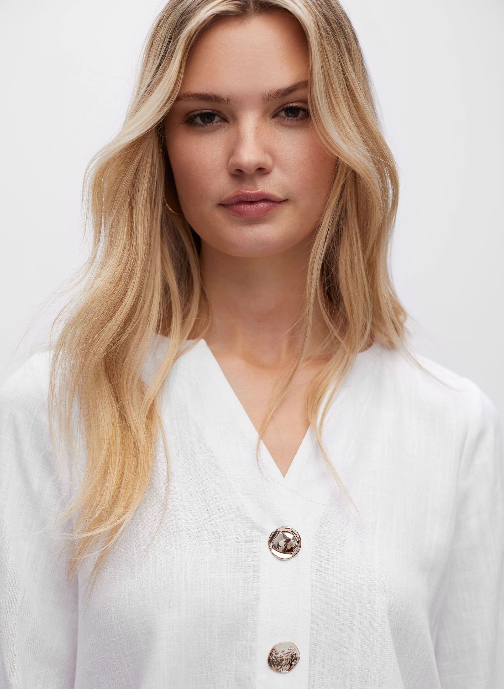 3/4 Sleeve Button Detail Top